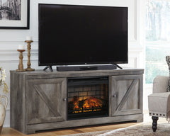 Prime Furniture - Ashley Furniture - Wynnlow 63" TV Stand with Electric Fireplace - 63" TV Stand with Electric Fireplace / Gray - W440W9
