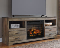 Prime Furniture - Ashley Furniture - Trinell 63" TV Stand with Electric Fireplace - 63" TV Stand with Electric Fireplace / Brown - W446W9