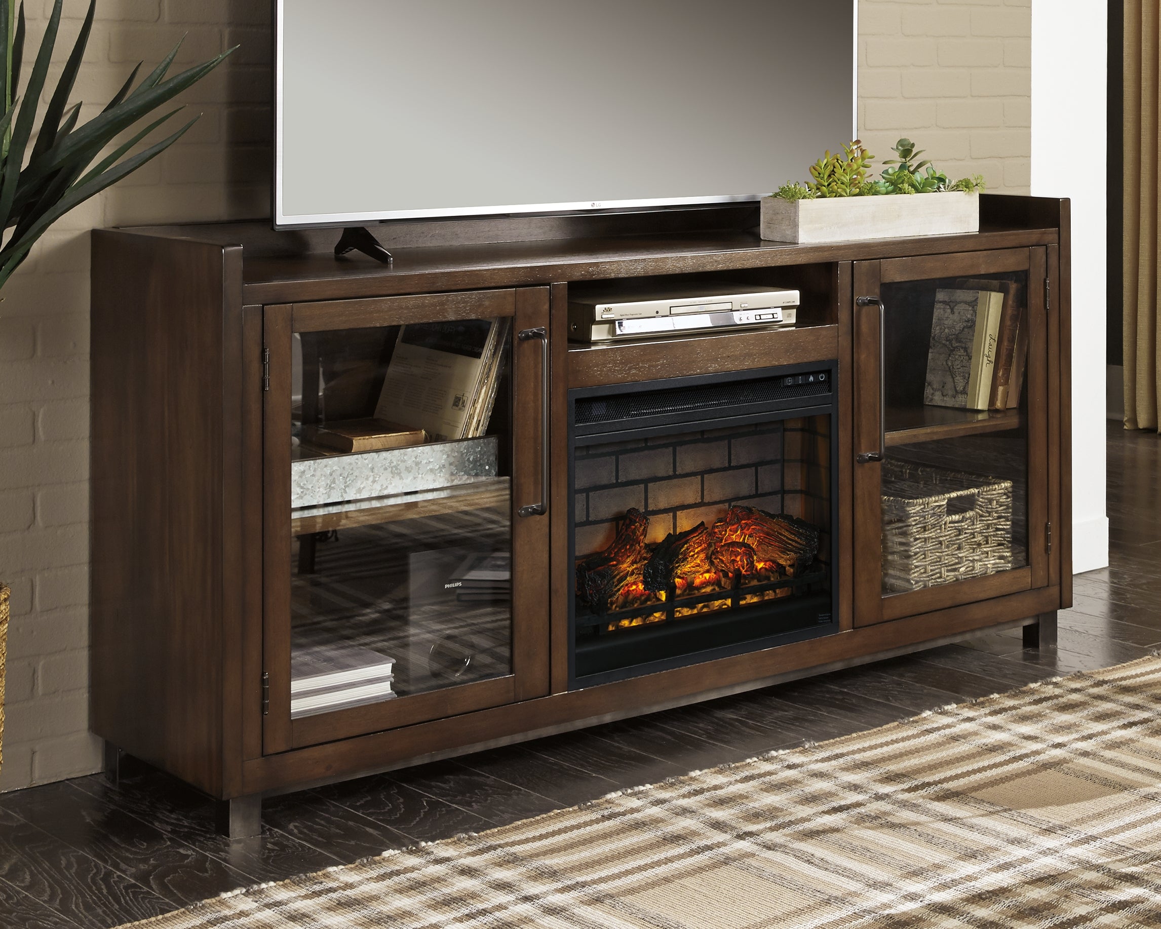 Prime Furniture - Ashley Furniture - Starmore 70" TV Stand with Electric Fireplace - 70" TV Stand with Electric Fireplace / Brown - W633W5