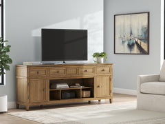 Prime Furniture - Ashley Furniture - Sharlance 81" TV Stand - 81" / Light Brown - W655-68