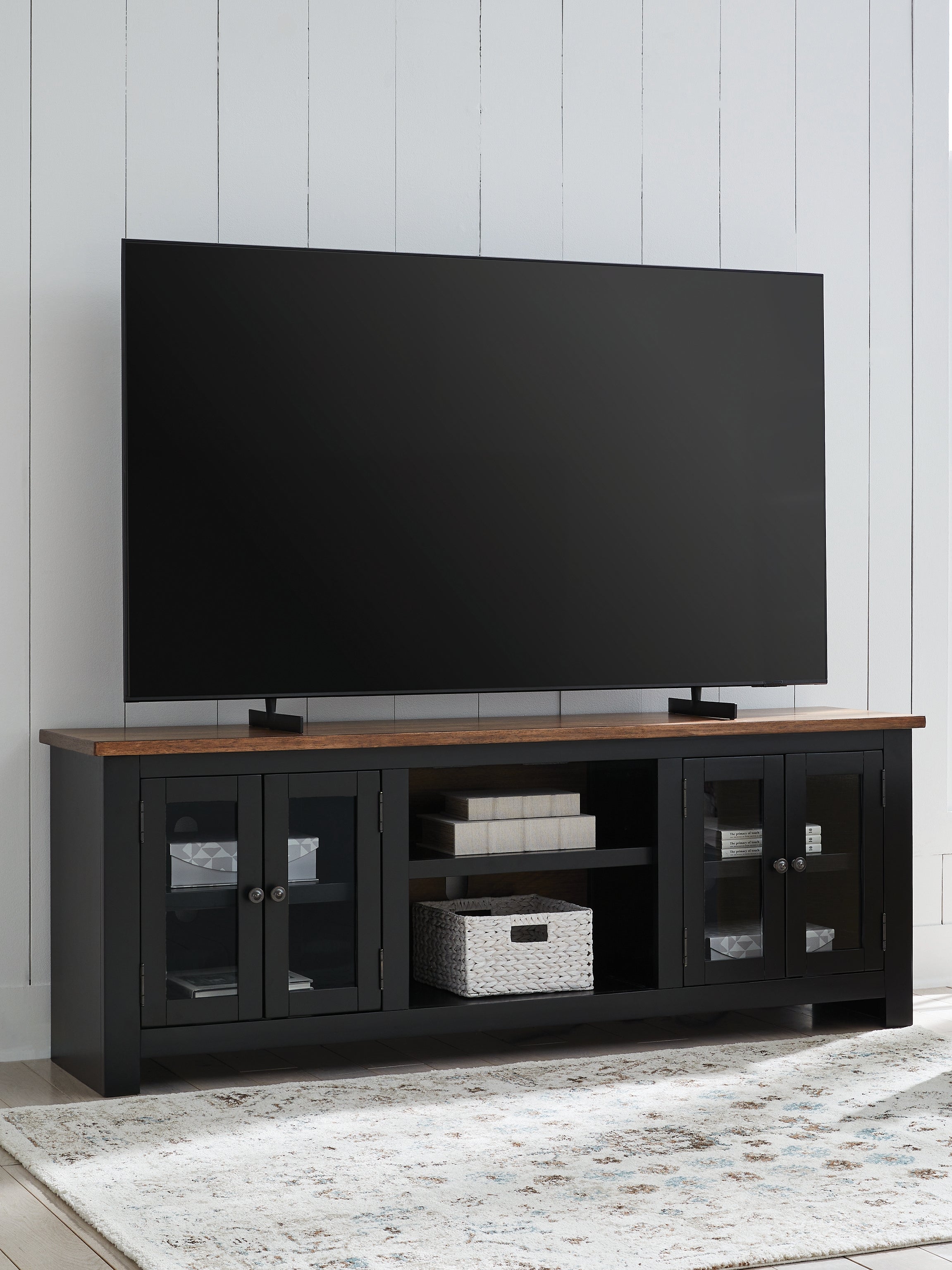 Prime Furniture - Ashley Furniture - Wildenauer 76" TV Stand - 76" / Brown/Black - W664-68