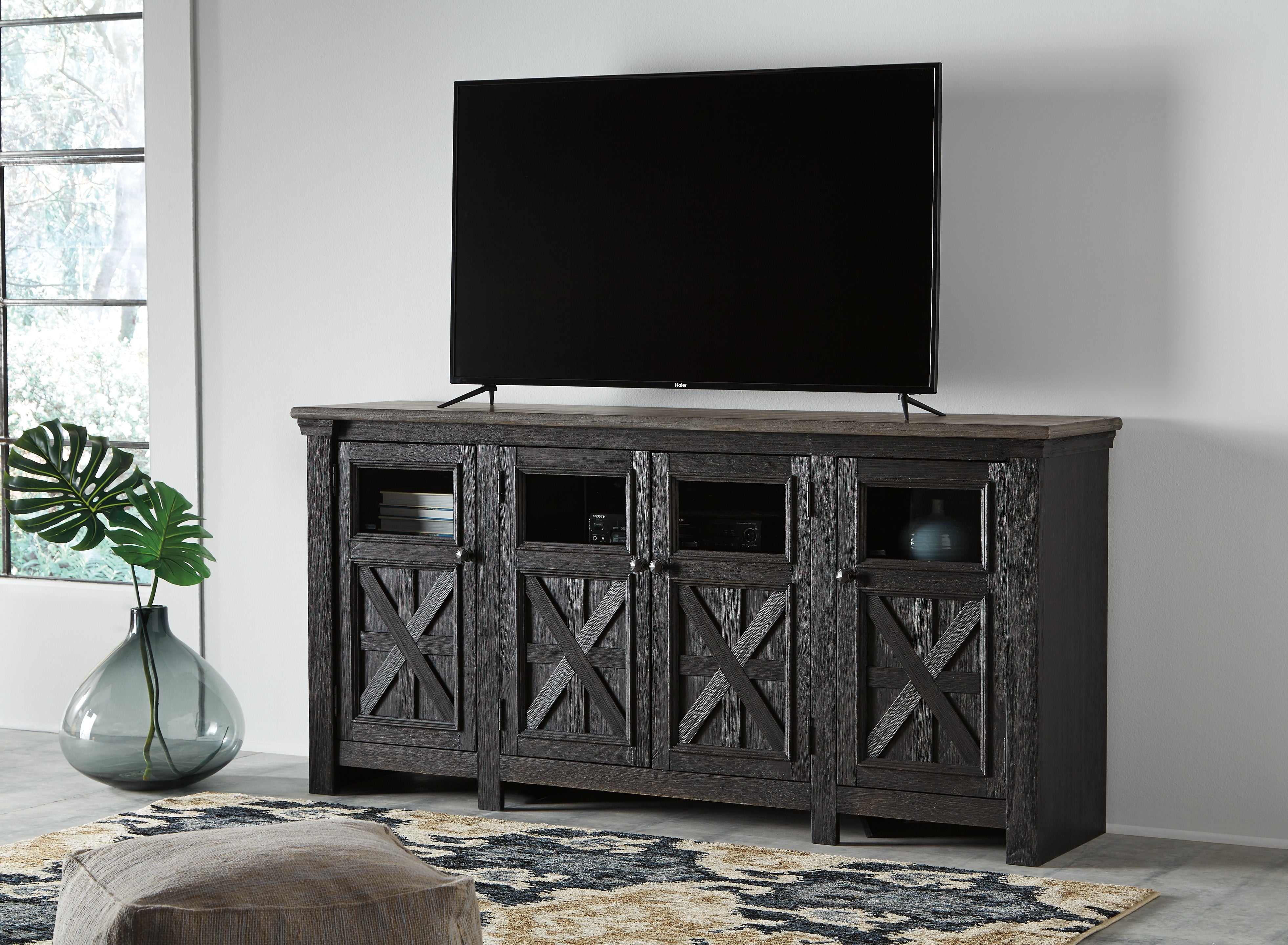 Prime Furniture - Ashley Furniture - Tyler Creek 74" TV Stand - 74" / Black/Gray - W736-68