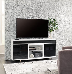 Prime Furniture - Ashley Furniture - Gardoni 72" TV Stand - 72" / White/Black - W756-68