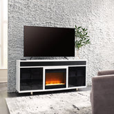 Prime Furniture - Ashley Furniture - Gardoni 72" TV Stand with Electric Fireplace - 72" TV Stand with Electric Fireplace / White/Black - W756W1