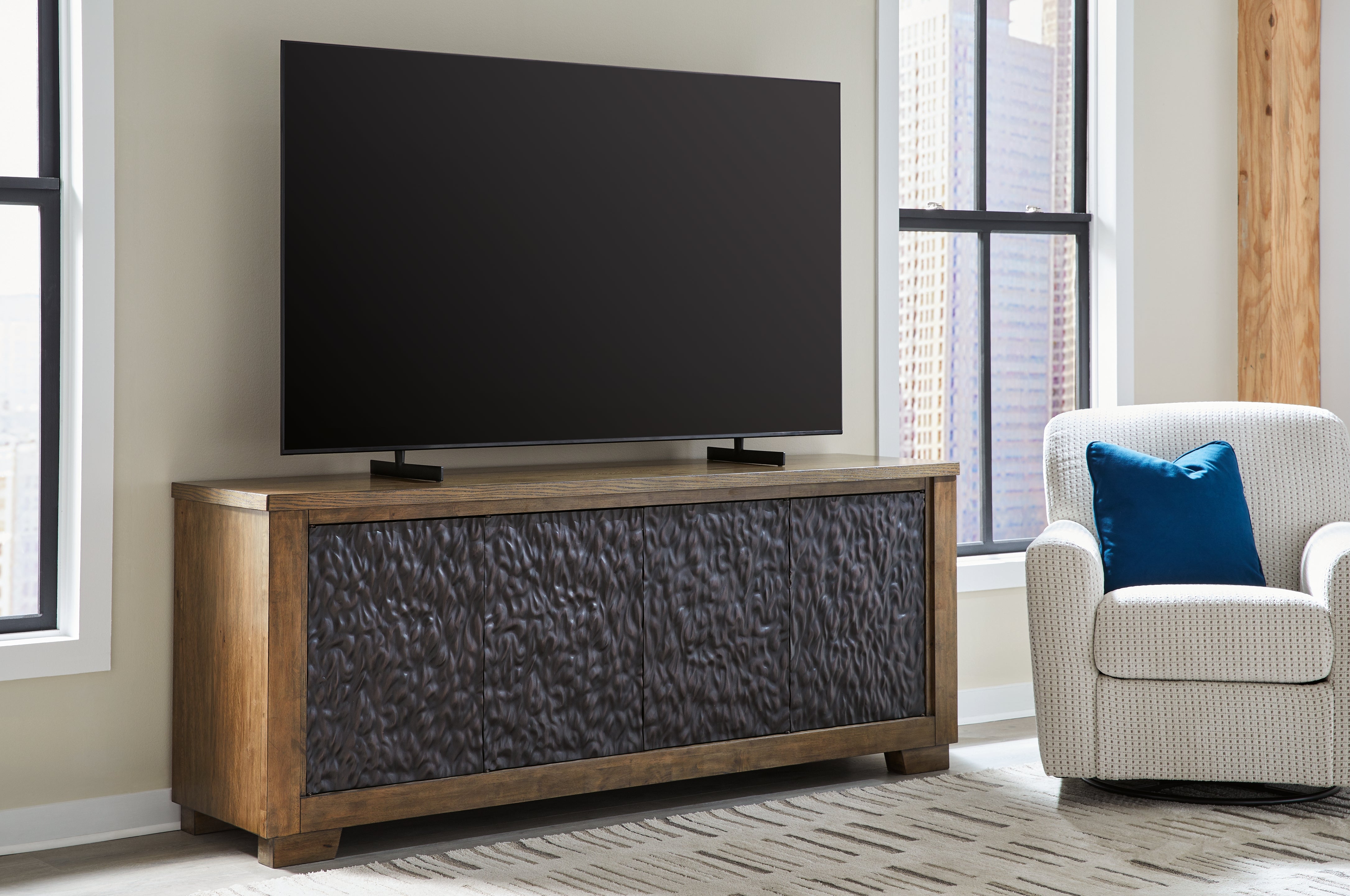 Prime Furniture - Ashley Furniture - Rosswain 80" TV Stand - 80" / Warm Brown - W763-68
