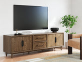 Prime Furniture - Ashley Furniture - Roanhowe 85" TV Stand - 85" / Brown - W769-68