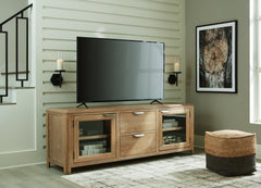 Prime Furniture - Ashley Furniture - Rencott 80" TV Stand - 80" / Light Brown - W781-68