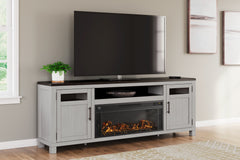 Prime Furniture - Ashley Furniture - Darborn 88" TV Stand with Electric Fireplace - 88" TV Stand with Electric Fireplace / Gray/Brown - W796W1
