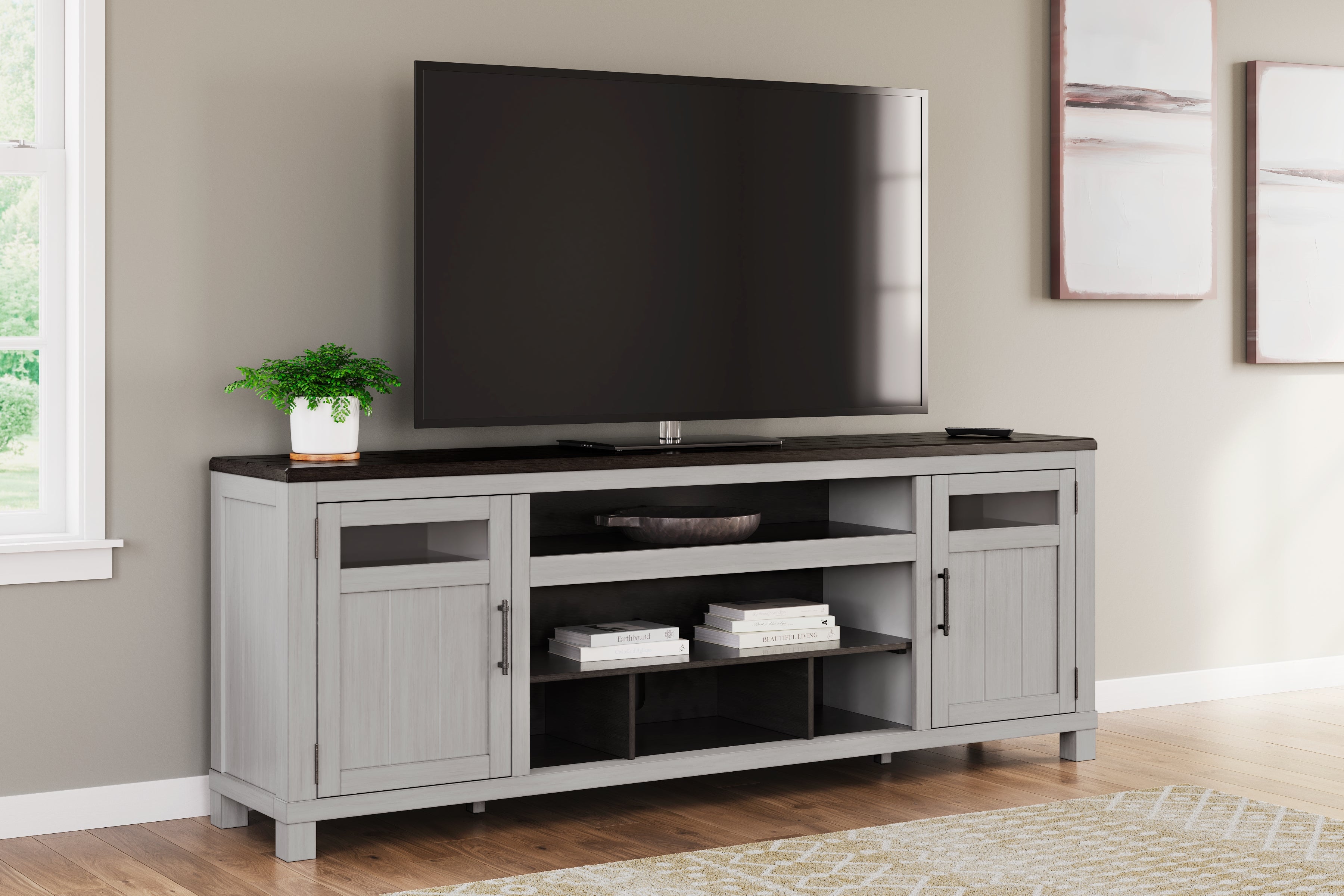 Prime Furniture - Ashley Furniture - Darborn 88" TV Stand - 88" / Gray/Brown - W796-68