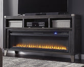 Prime Furniture - Ashley Furniture - Todoe 65" TV Stand with Electric Fireplace - 65" TV Stand with Electric Fireplace / Gray - W901W1