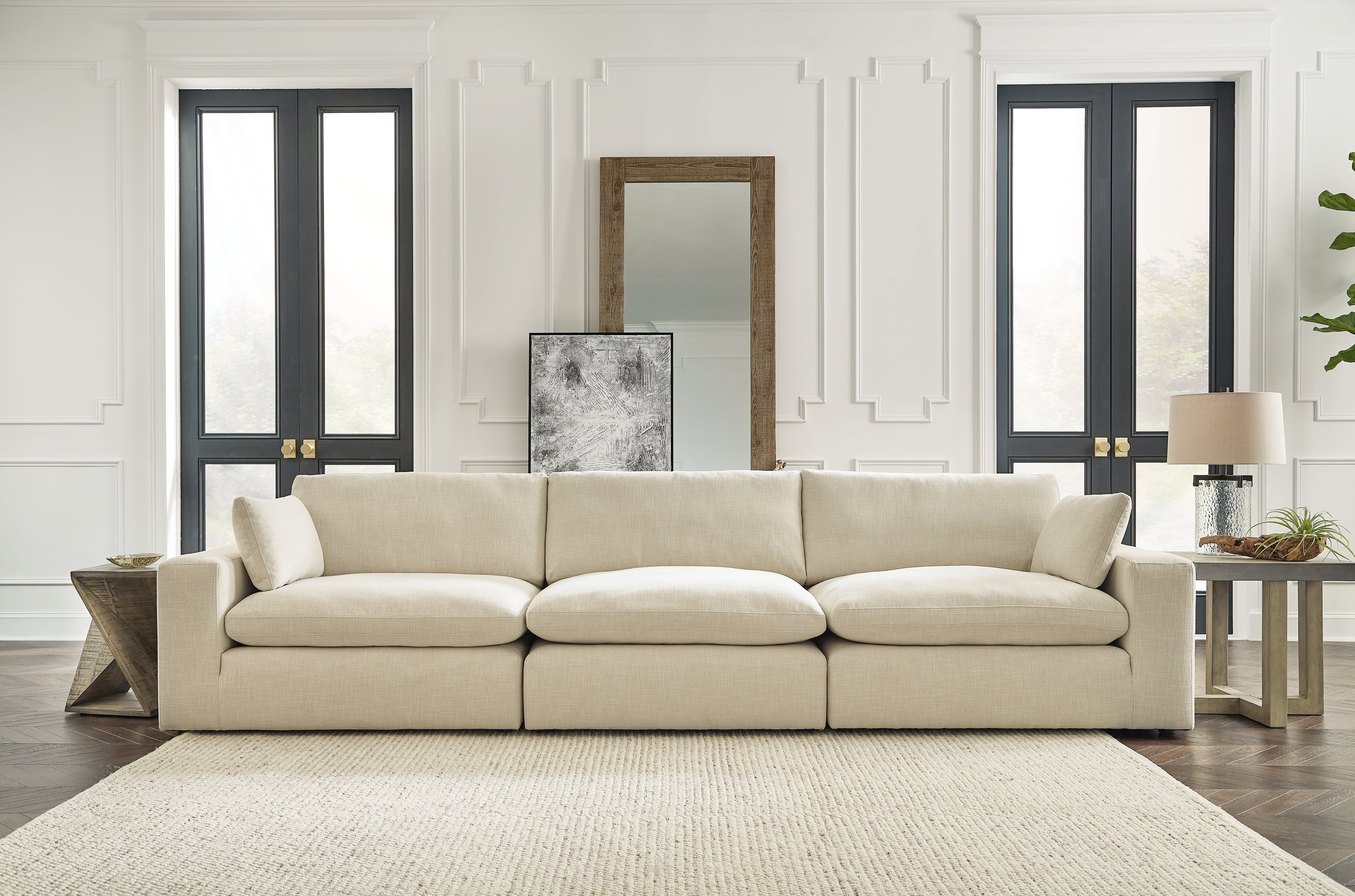 Prime Furniture - Ashley Furniture - Elyza Sectional - RAF 10-Piece Sectional / Linen - 10006S8