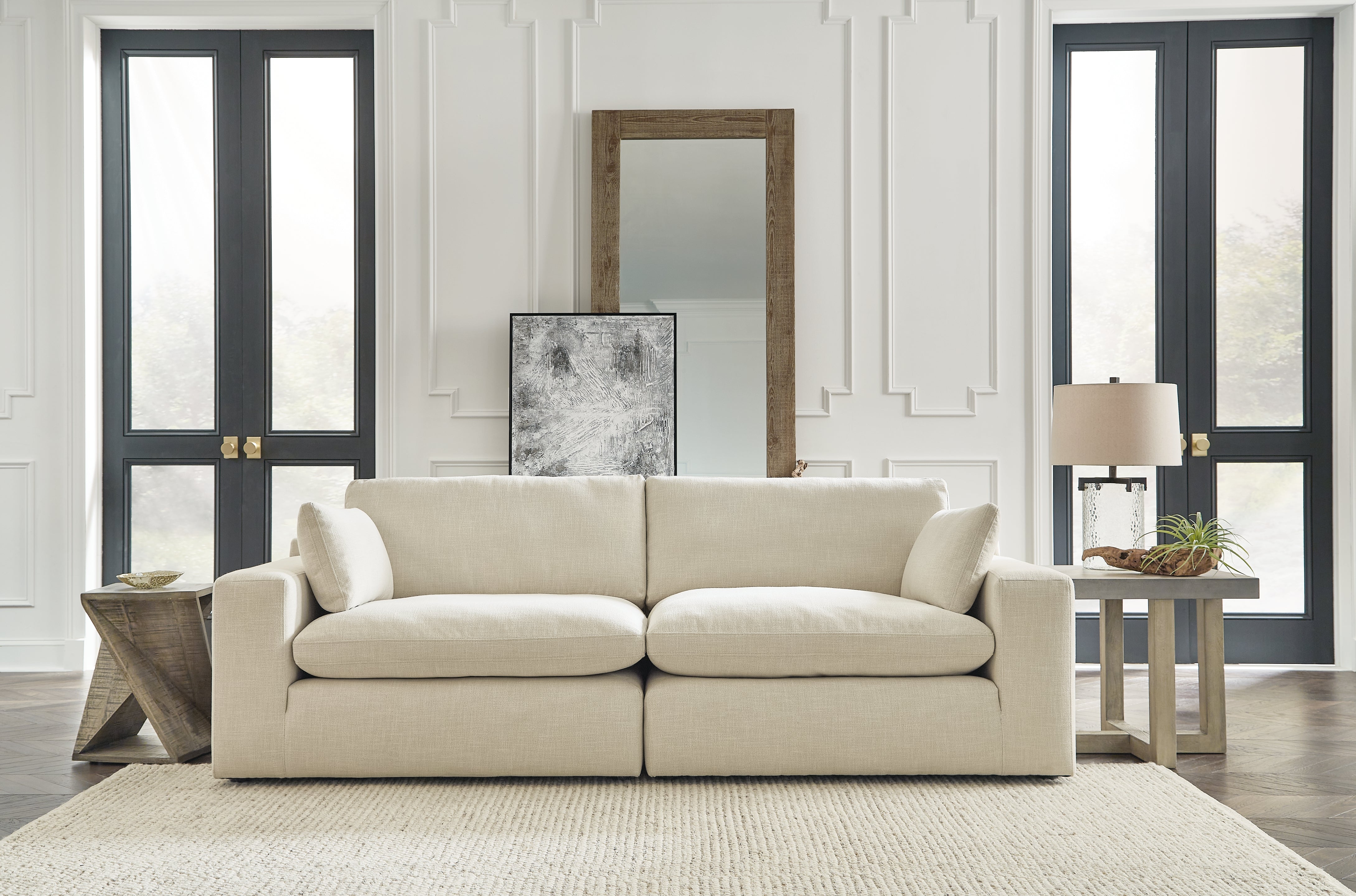 Prime Furniture - Ashley Furniture - Elyza Sectional - RAF 2-Piece Sectional Loveseat / Linen - 10006S1
