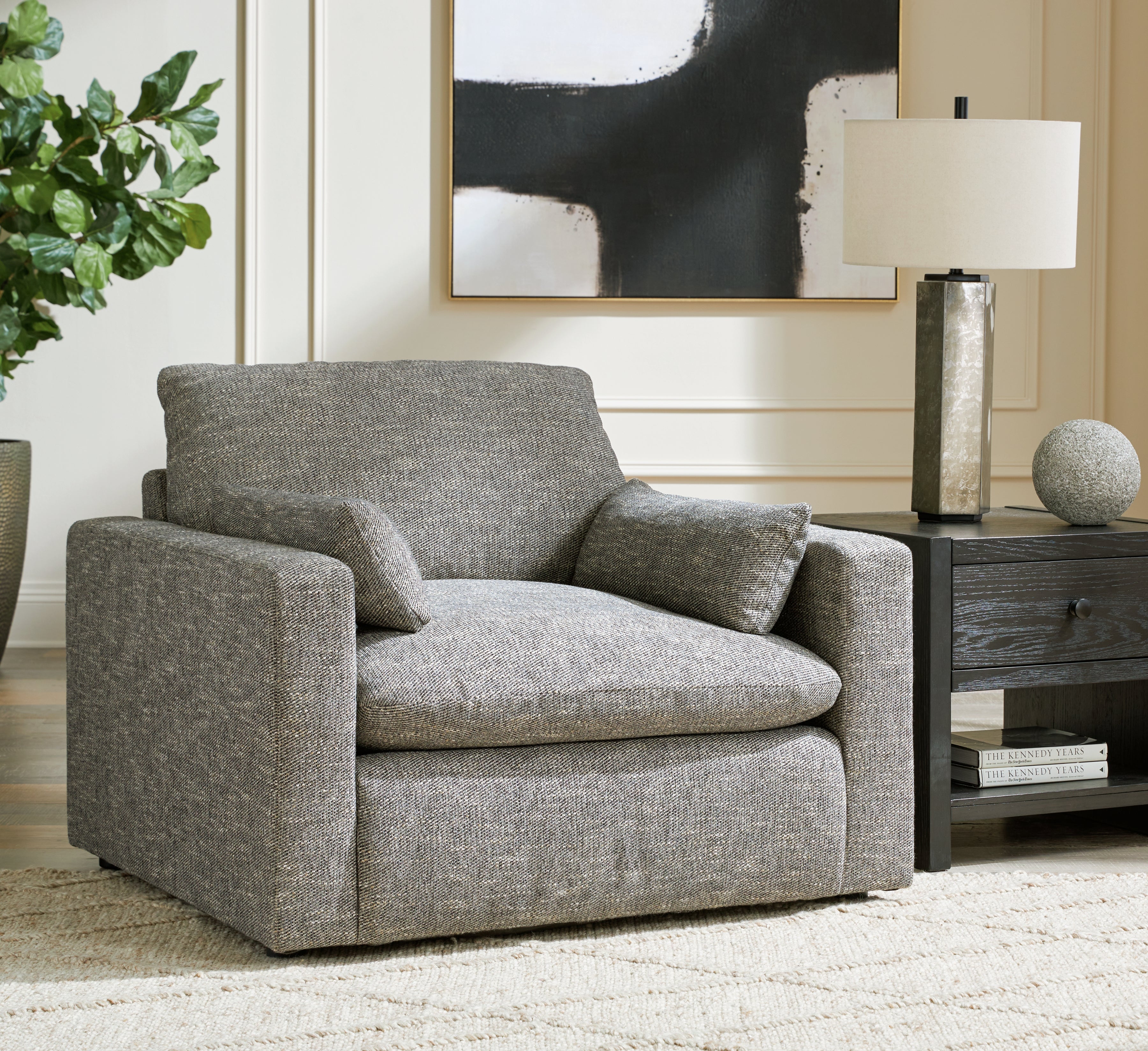 Prime Furniture - Ashley Furniture - Dramatic Living Room - Chair and a Half / Granite - 1170223