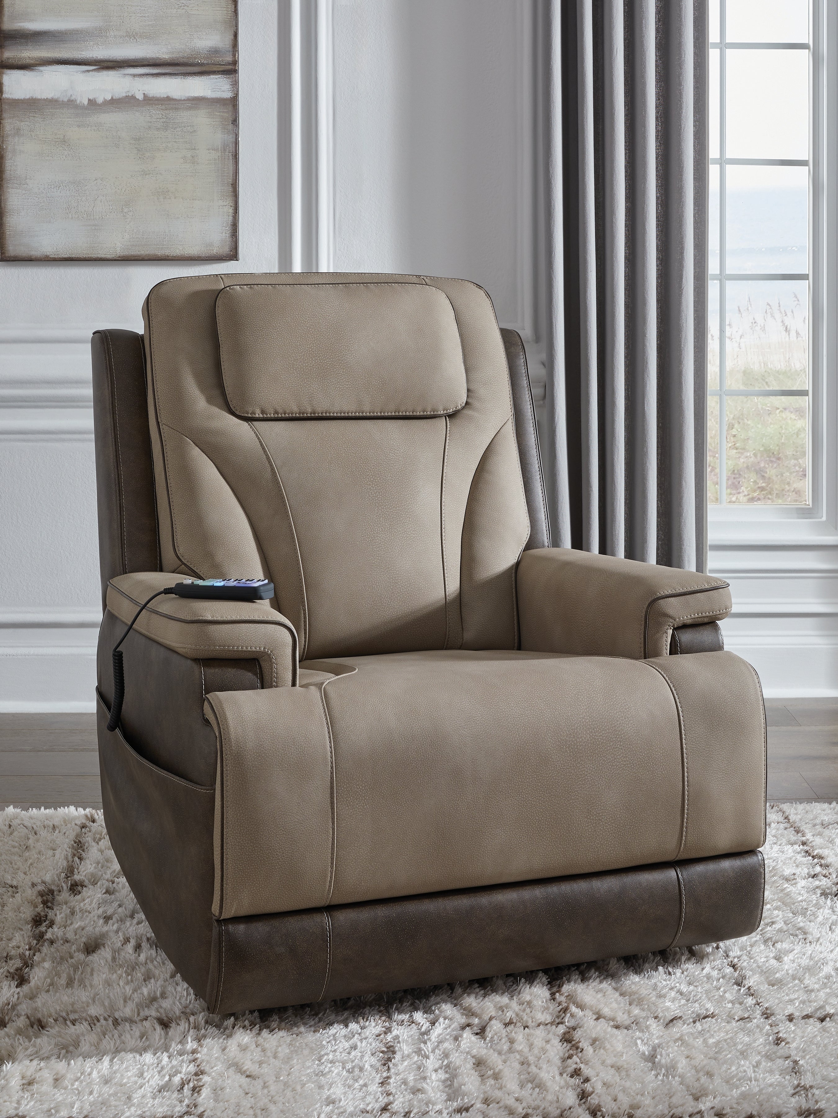 Prime Furniture - Ashley Furniture - 4Z-Peaceful Pause Living Room - Power Lift Recliner / Sand - PC1210312