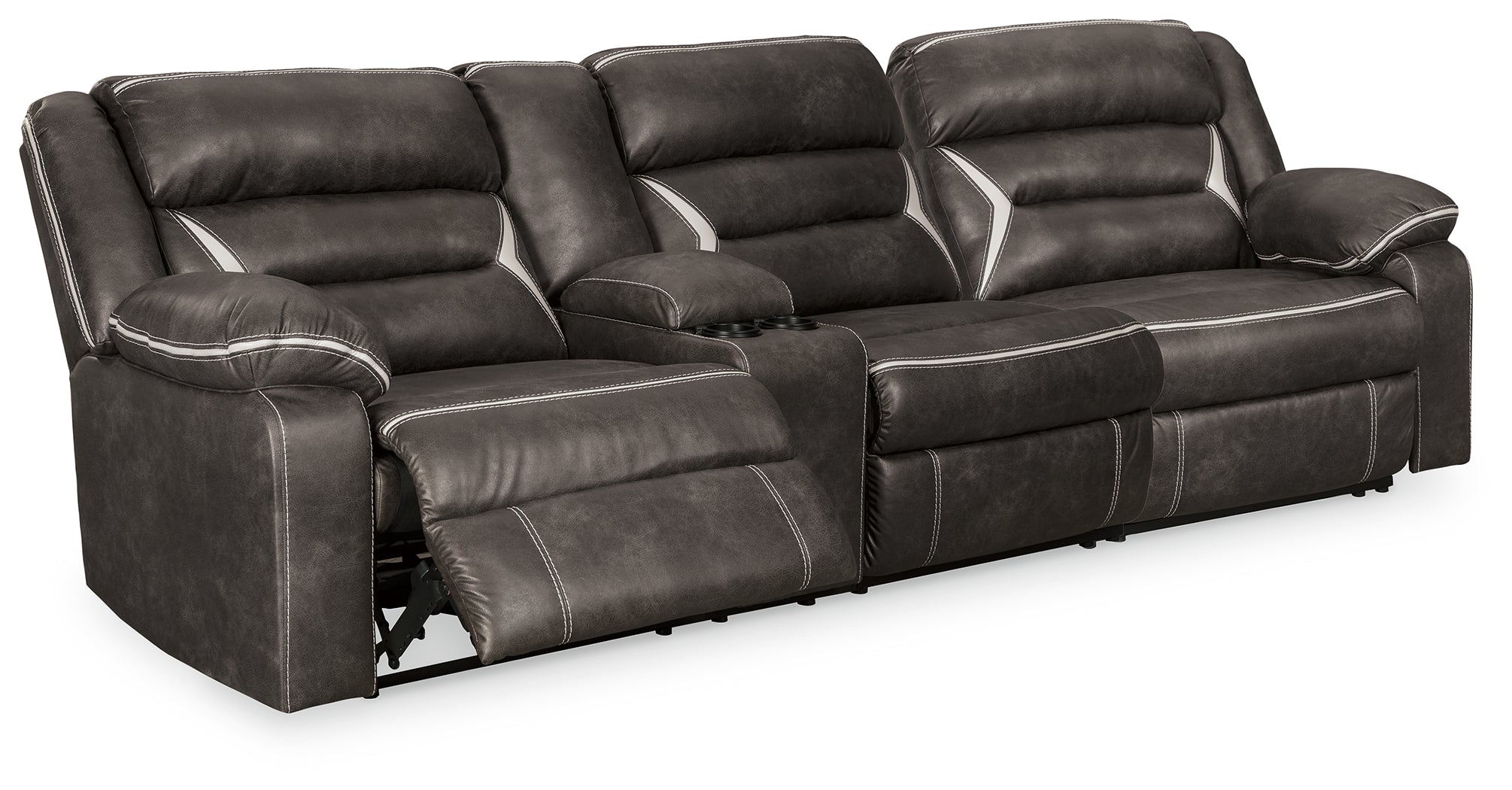 Prime Furniture - Ashley Furniture - Kincord Sectional - 2-Piece Power Reclining Sectional Sofa / Midnight - 13104S2