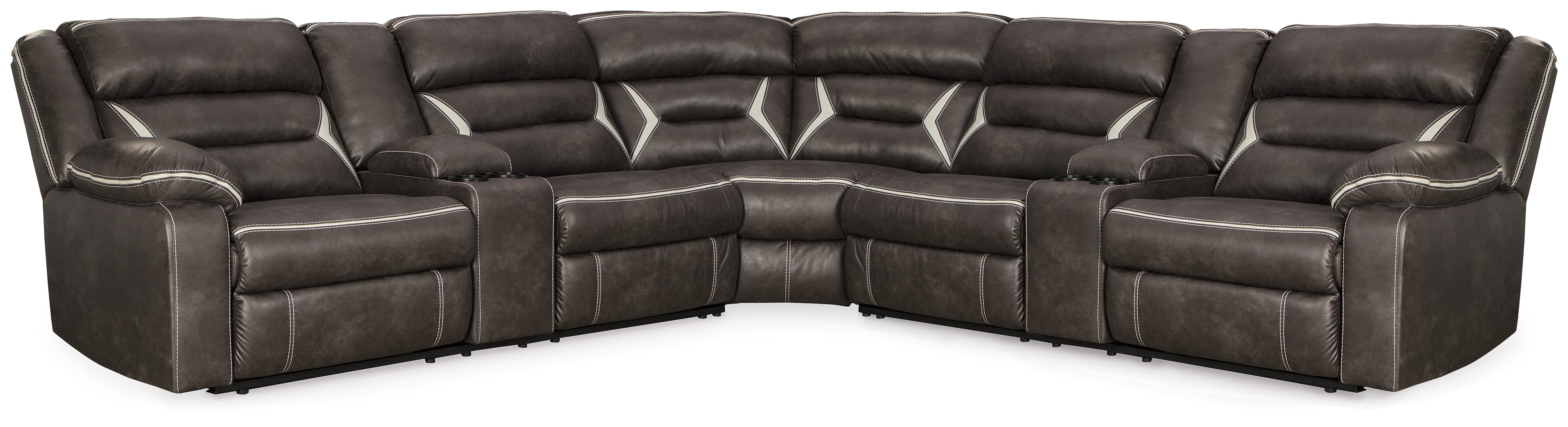 Prime Furniture - Ashley Furniture - Kincord Sectional - 3-Piece Power Reclining Sectional / Midnight - 13104S5