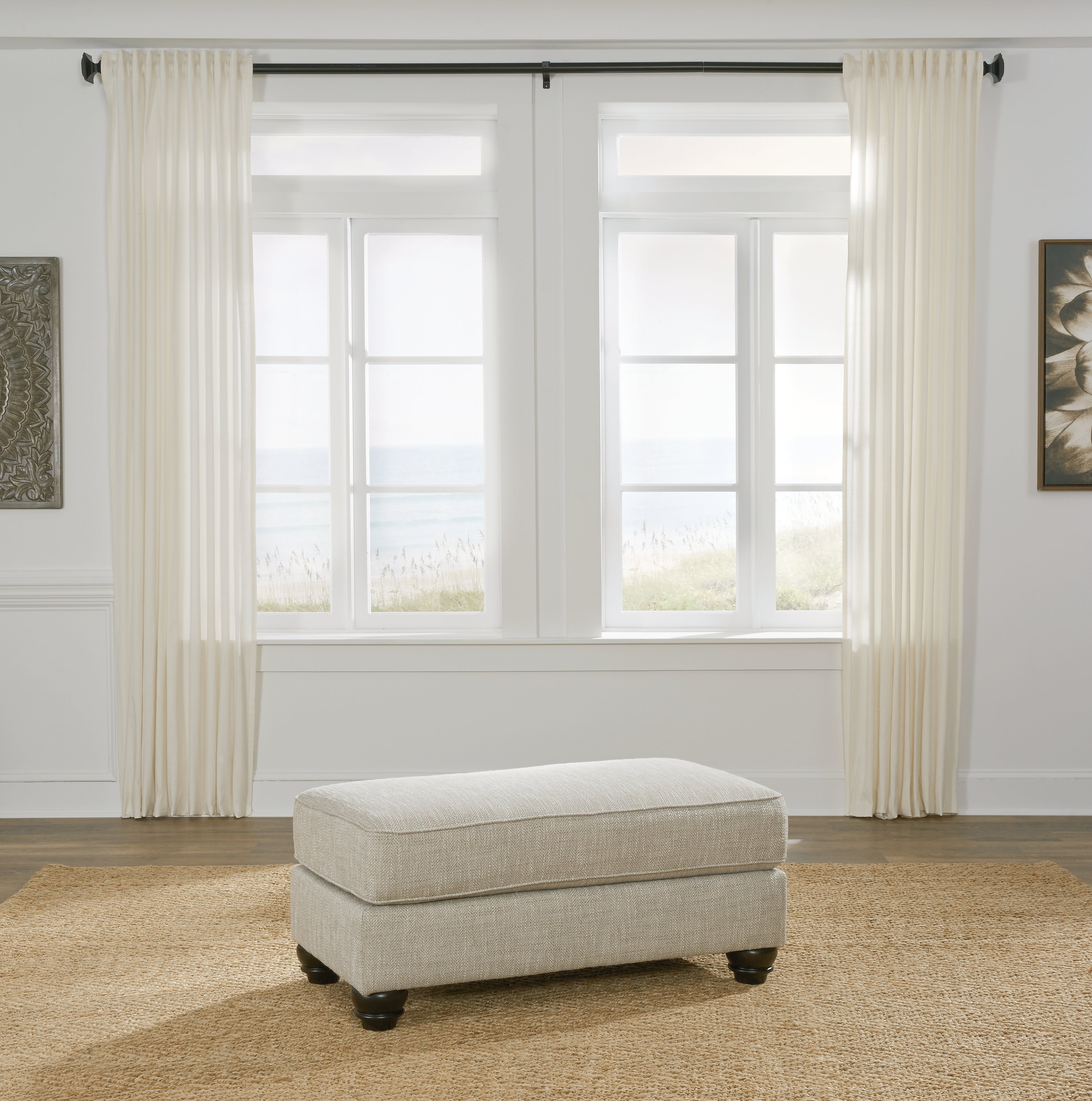 Prime Furniture - Ashley Furniture - Asanti Living Room - Ottoman / Fog - 1320114
