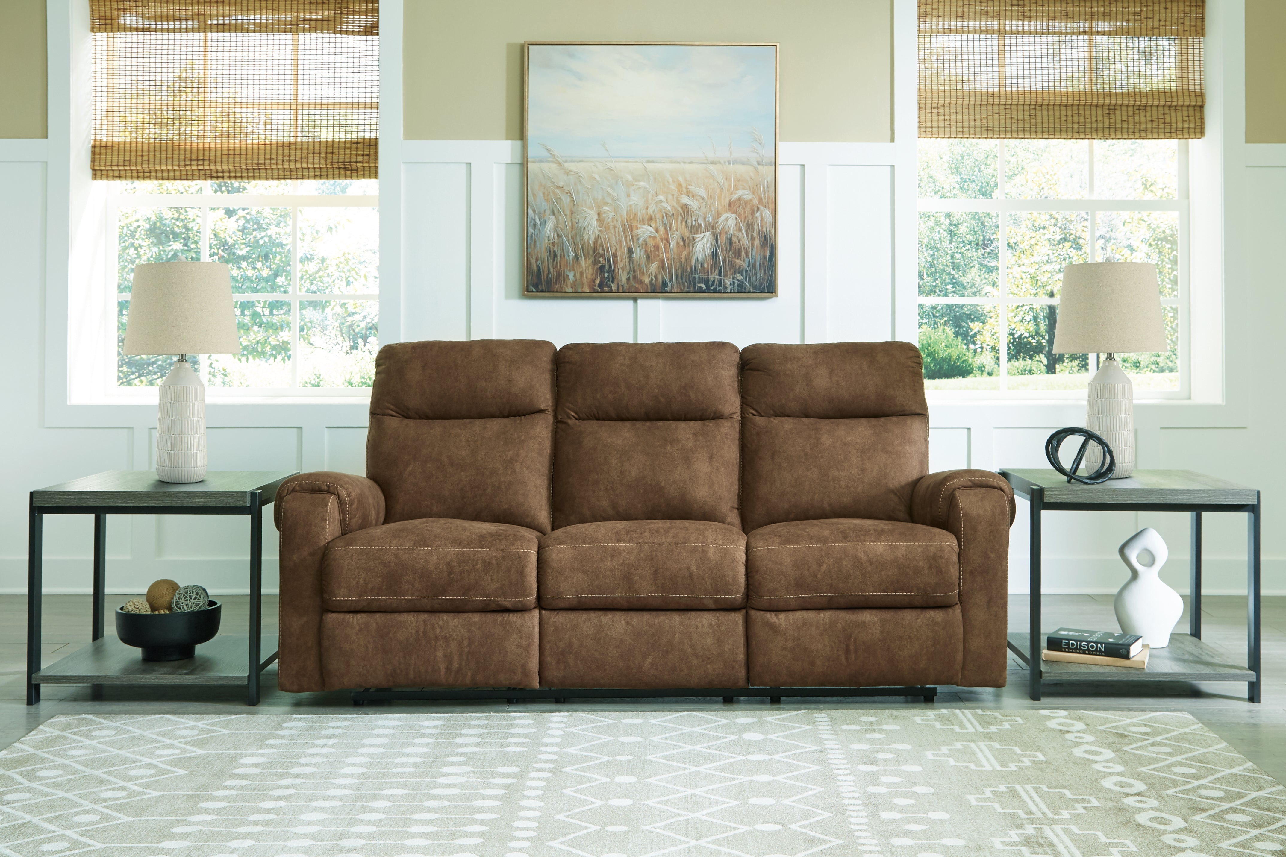 Prime Furniture - Ashley Furniture - Edenwold Living Room - Reclining Sofa / Brindle - 1380588