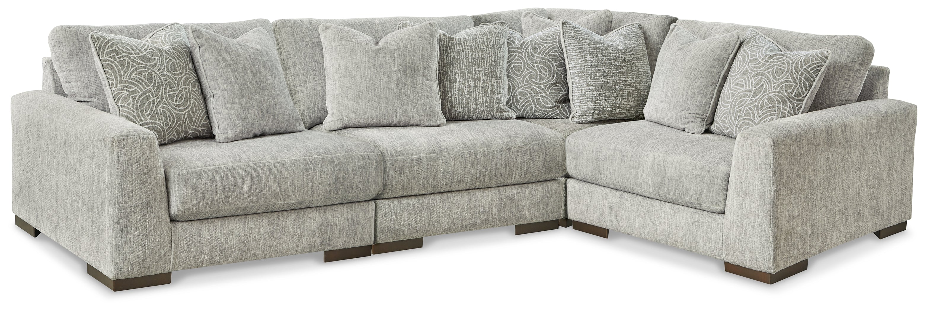 Prime Furniture - Ashley Furniture - Regent Park Sectional - RAF 4-Piece Sectional / Pewter - 14404S2