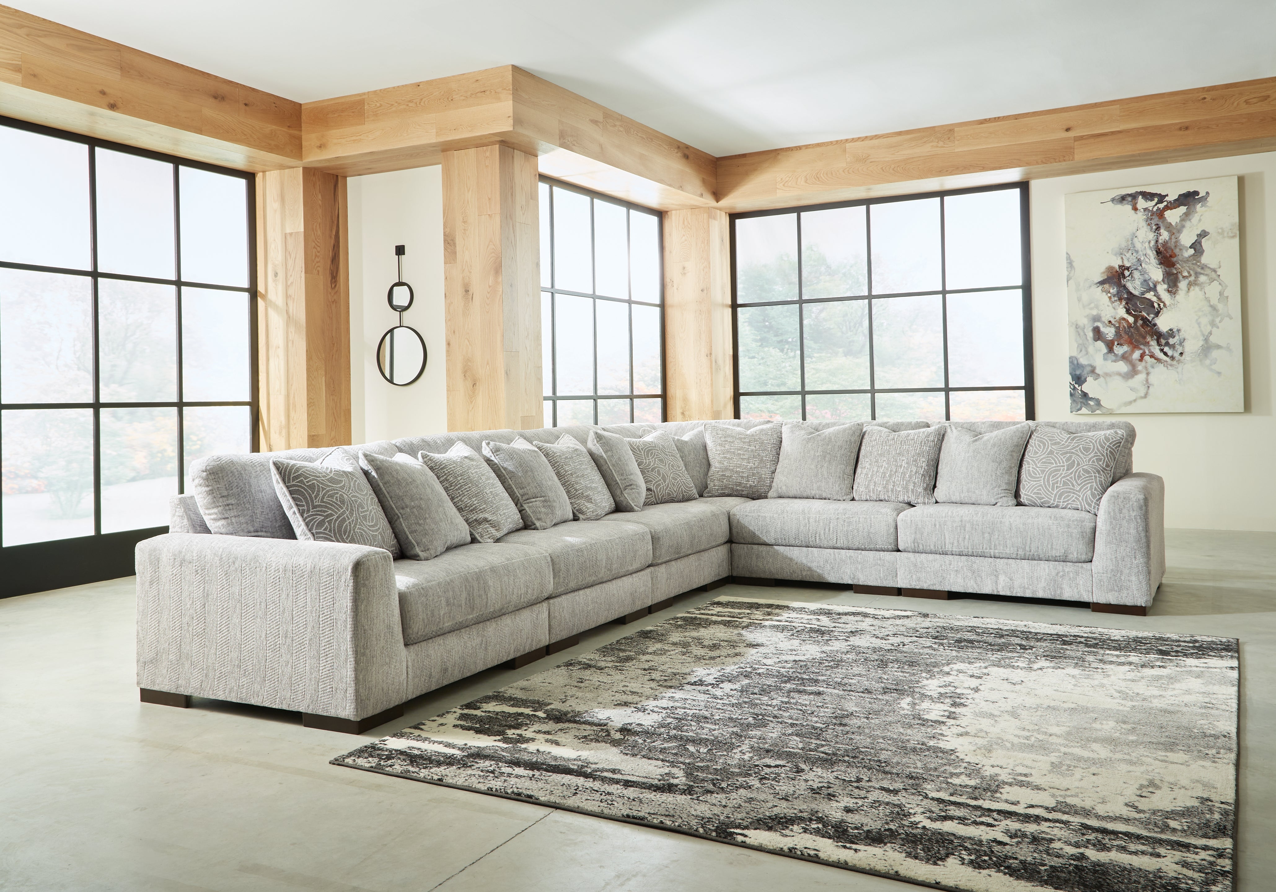 Prime Furniture - Ashley Furniture - Regent Park Sectional - RAF 6-Piece Sectional / Pewter - 14404S7