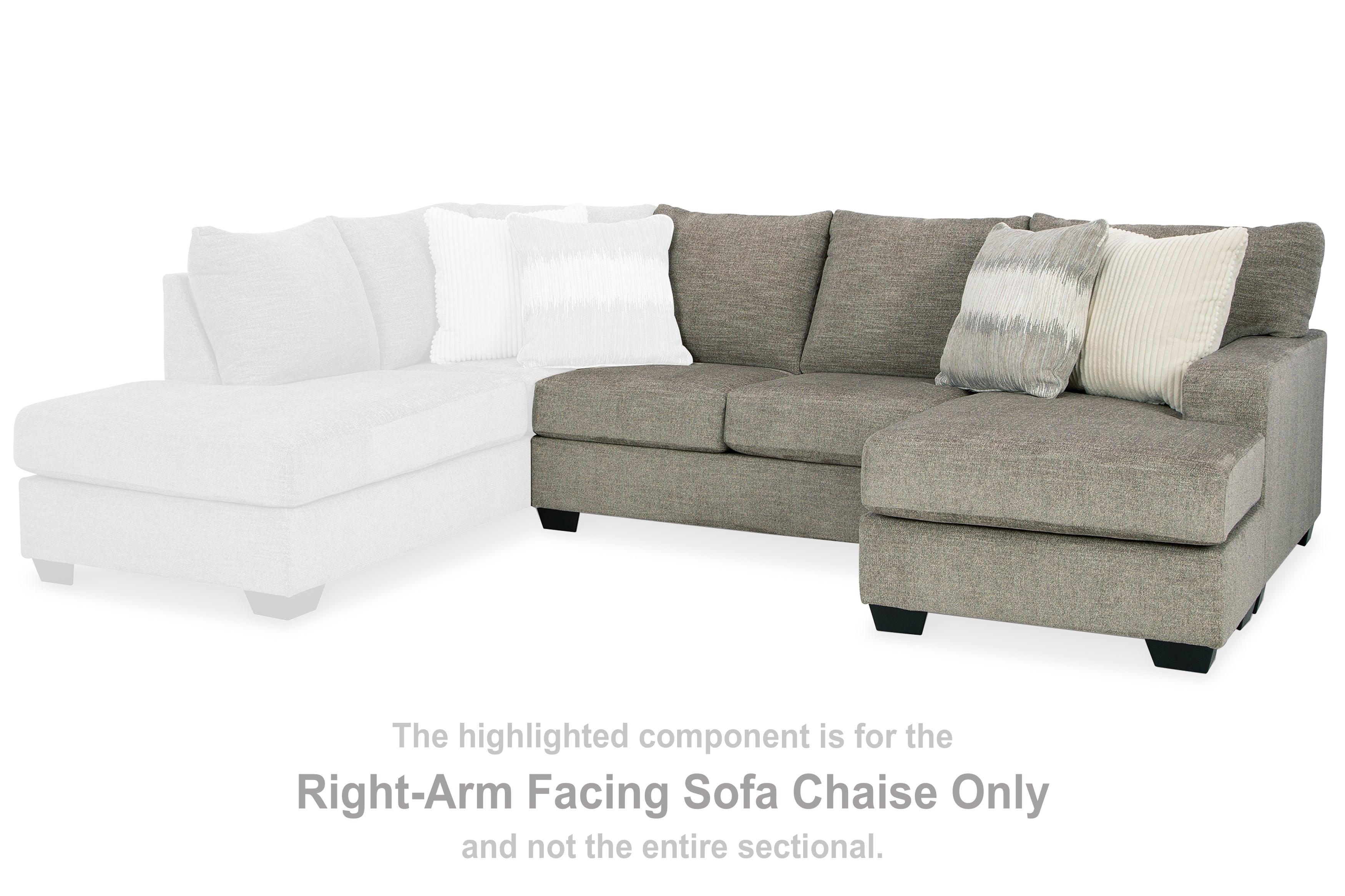 Prime Furniture - Ashley Furniture - Creswell Sectional - RAF Sofa Chaise / Stone - 1530503