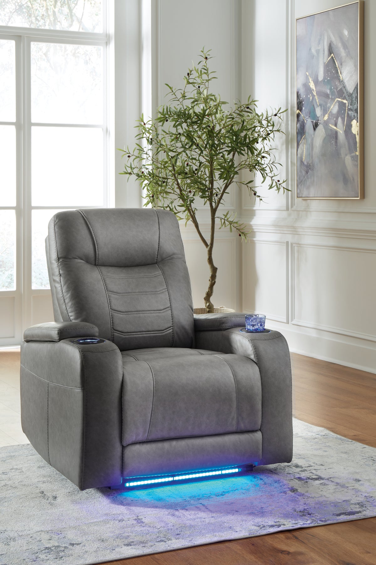 Prime Furniture - Ashley Furniture - Schooner Rocks Living Room - PWR Recliner/ADJ Headrest / Slate - 1610213