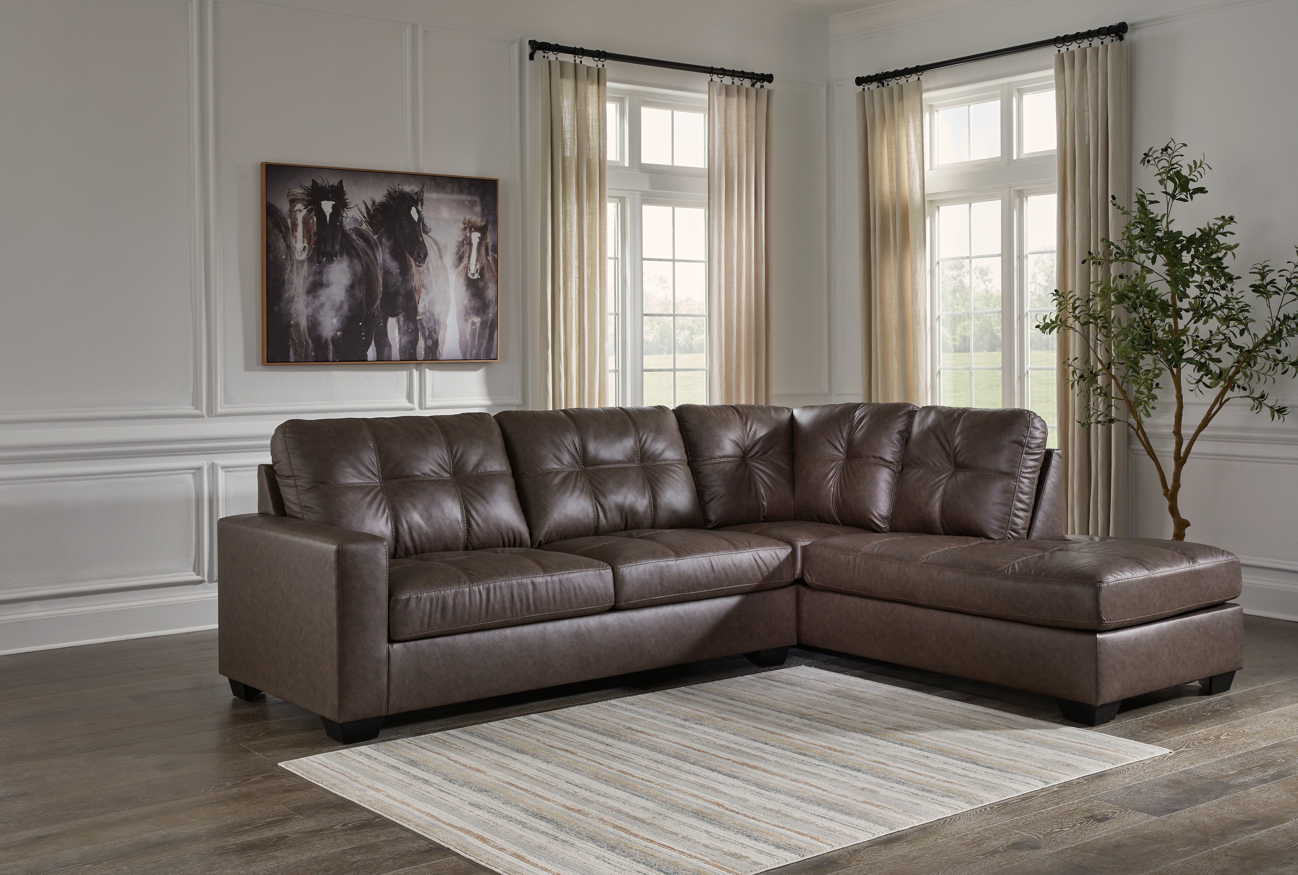 Prime Furniture - Ashley Furniture - Barlin Mills Sectional - LAF 2-Piece Sectional with Chaise / Umber - 17003S2