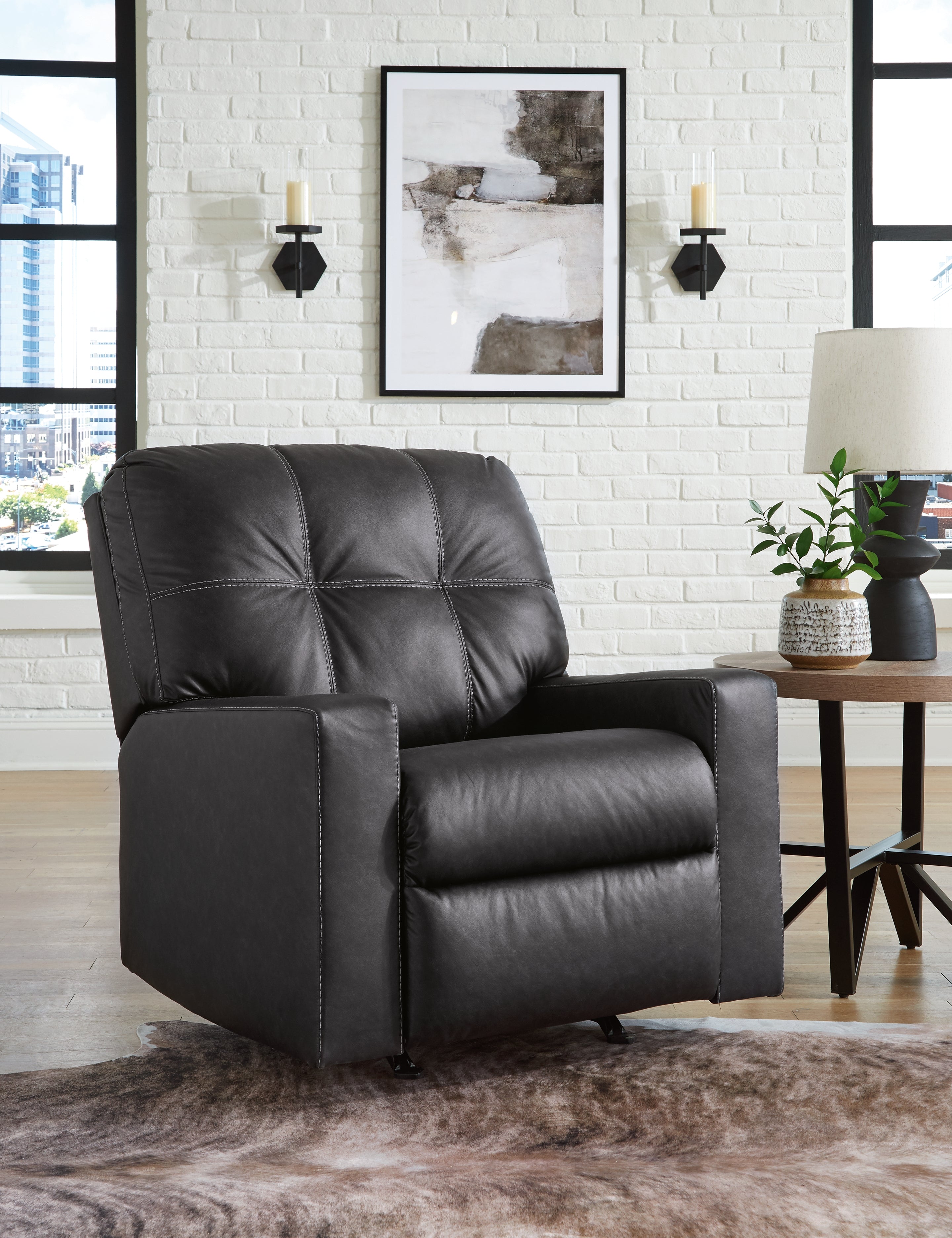 Prime Furniture - Ashley Furniture - Barlin Mills Living Room - Rocker Recliner / Carbon - 1700425