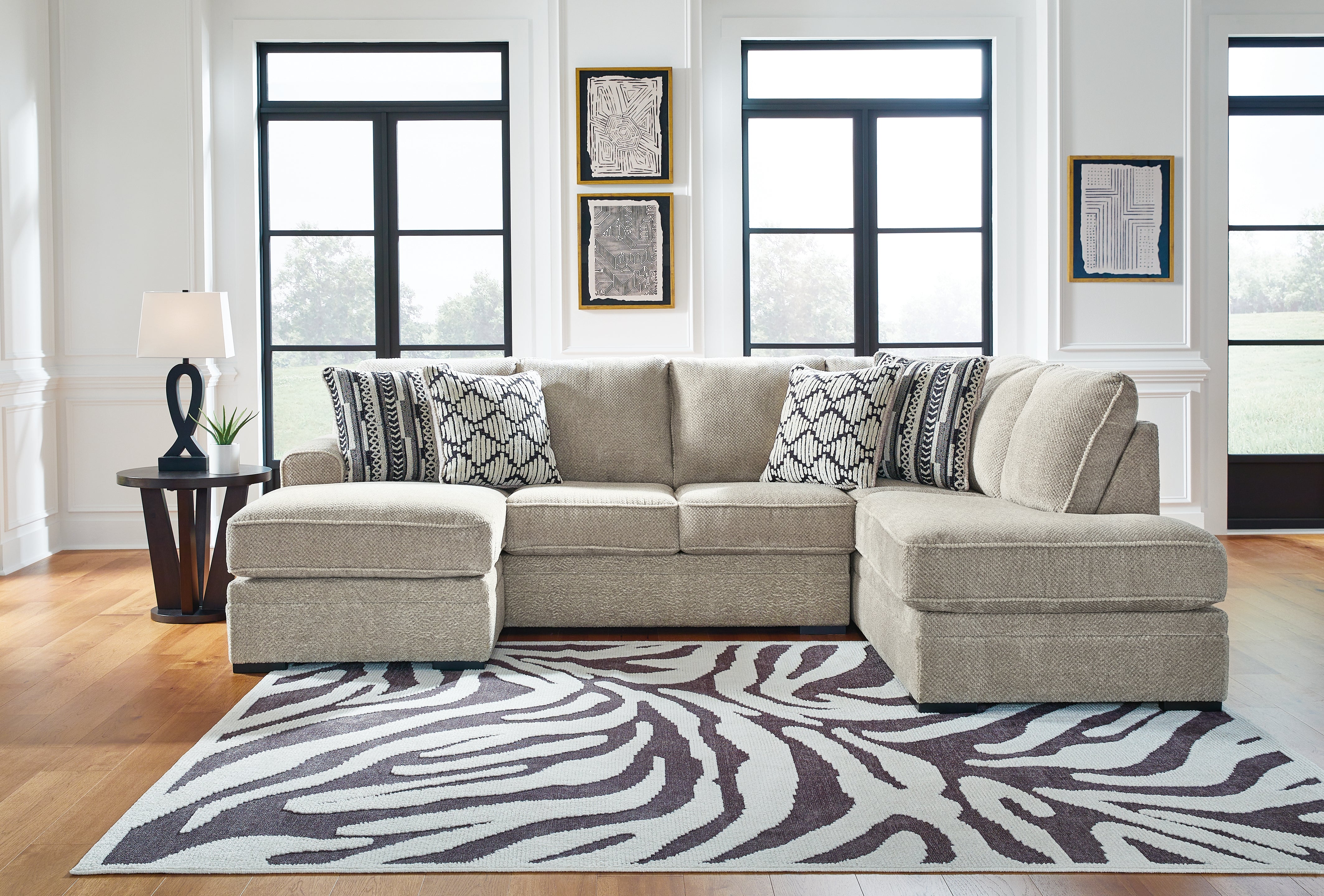 Prime Furniture - Ashley Furniture - Calnita Sectional - RAF Corner Chaise / Sisal - 2050217