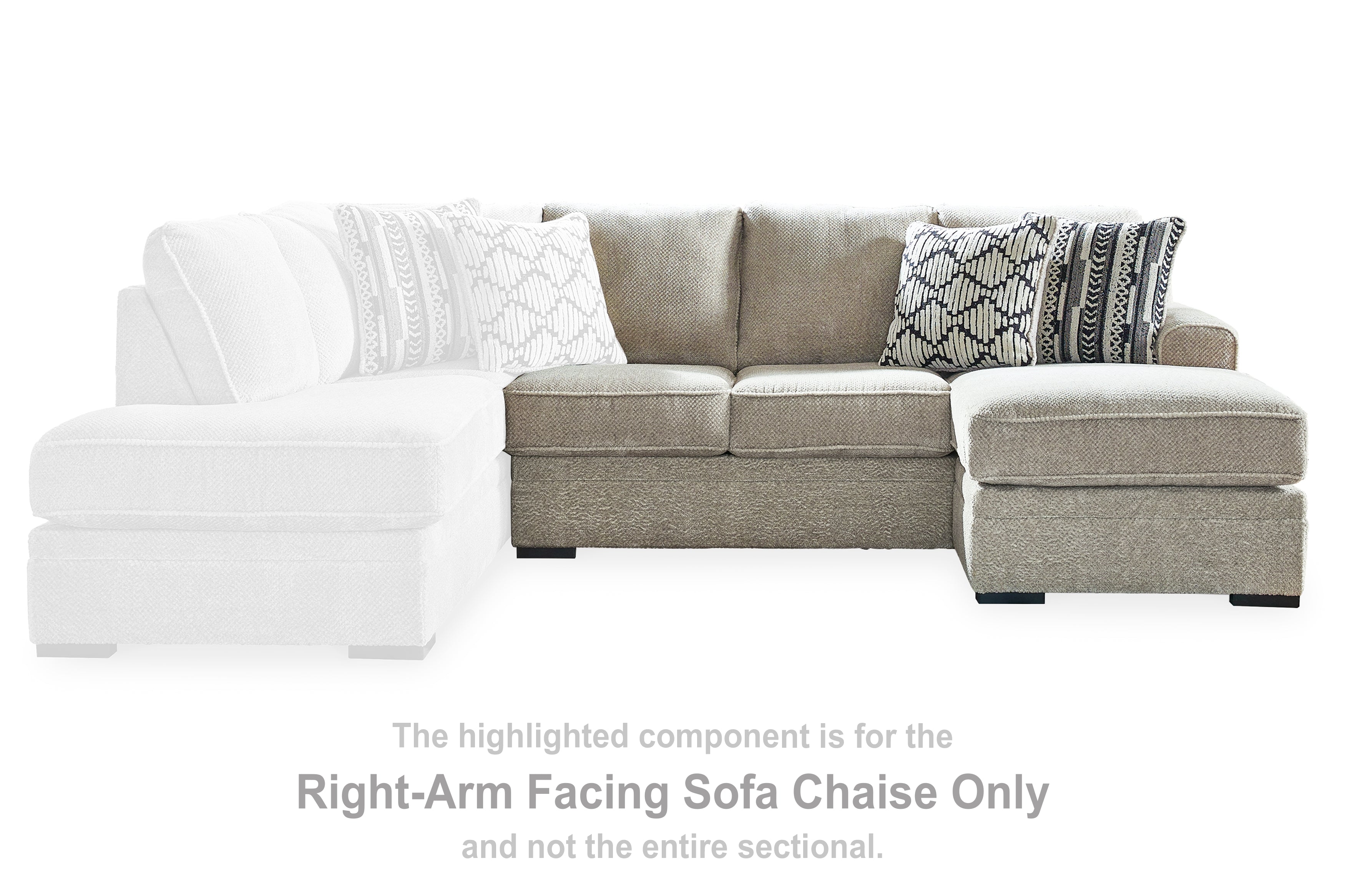 Prime Furniture - Ashley Furniture - Calnita Sectional - RAF Sofa Chaise / Sisal - 2050203