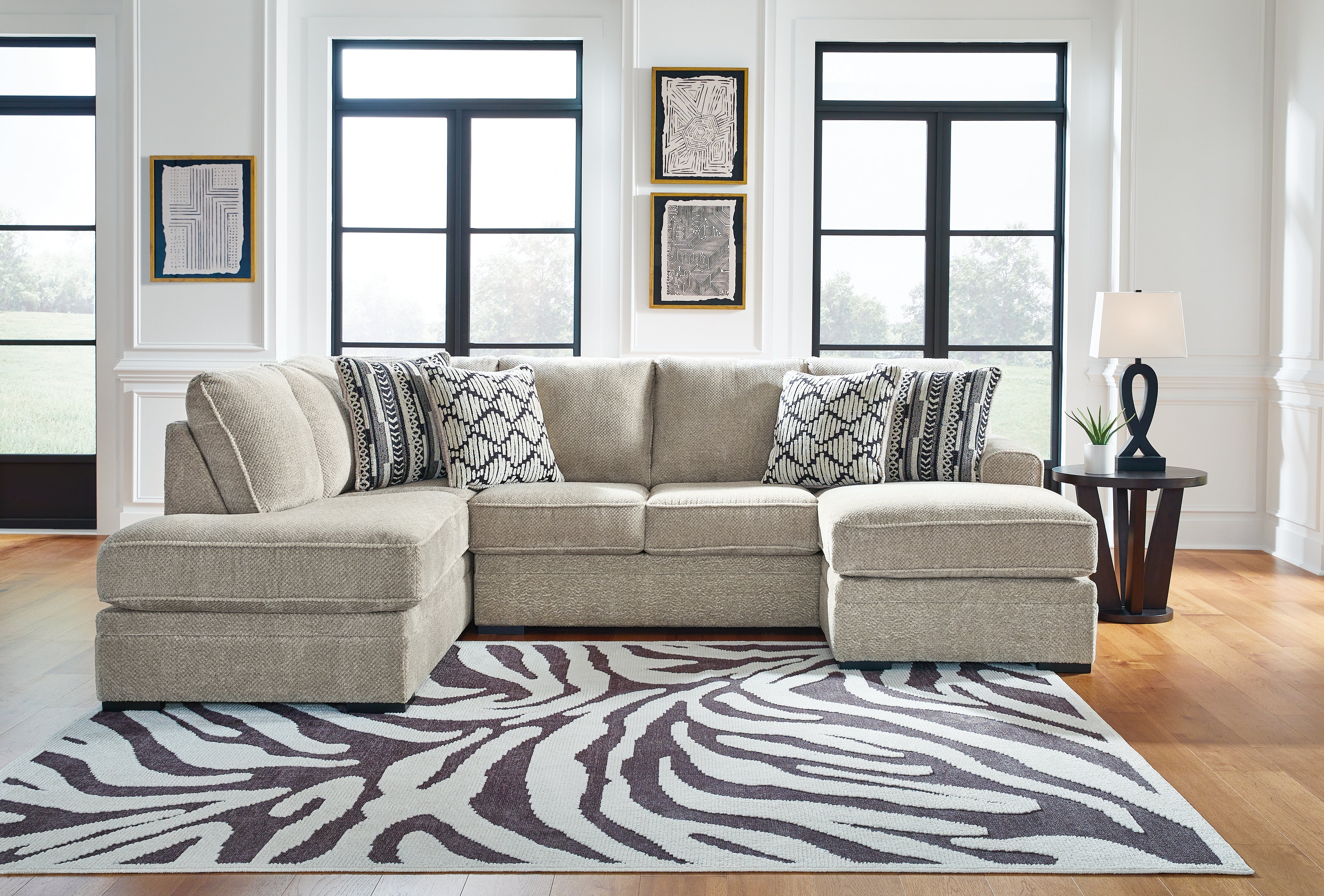 Prime Furniture - Ashley Furniture - Calnita Sectional - RAF 2-Piece Sectional with Chaise / Sisal - 20502S2