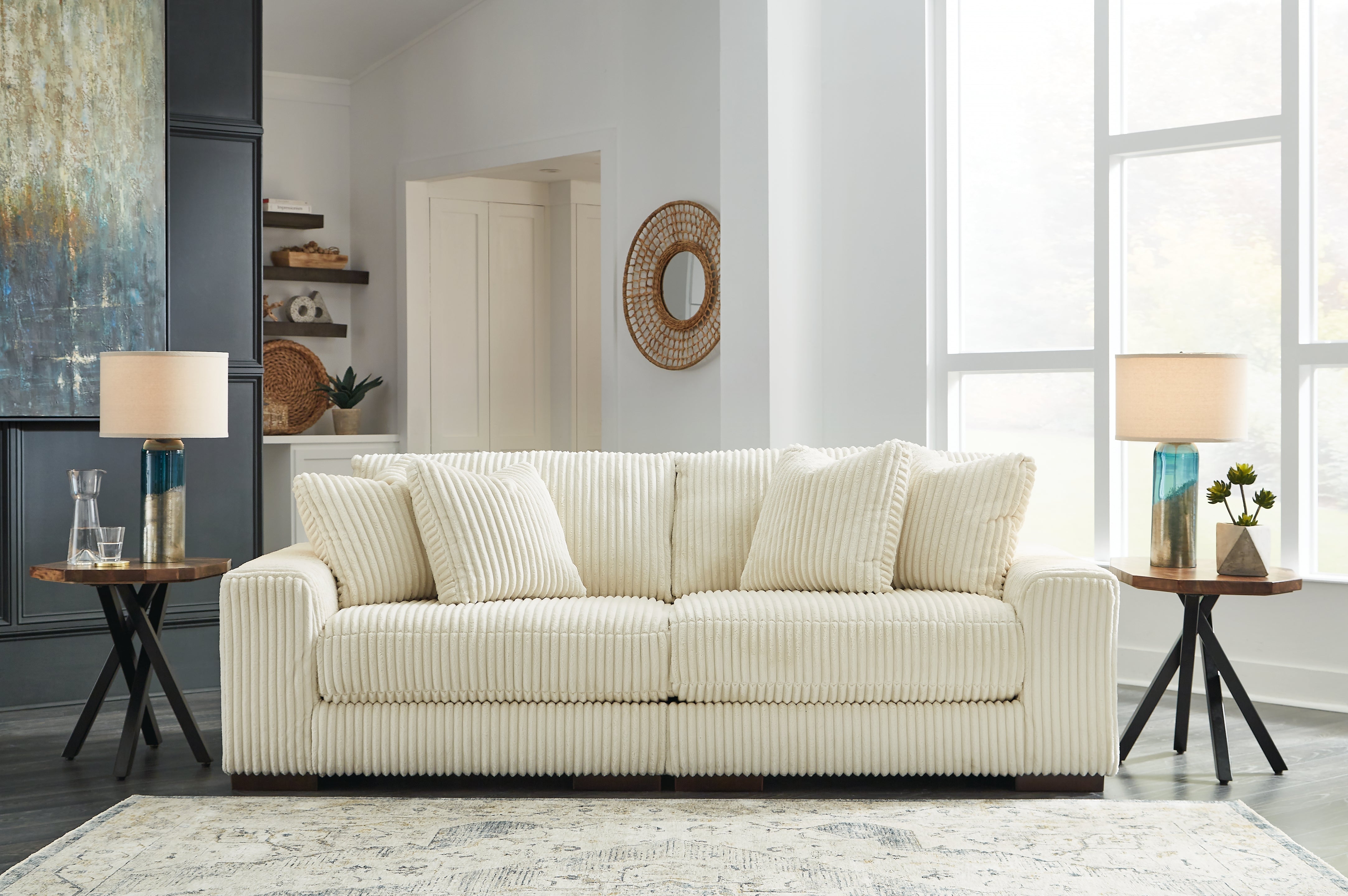 Prime Furniture - Ashley Furniture - Lindyn Sectional - RAF 2-Piece Sectional Sofa / Ivory - 21104S1
