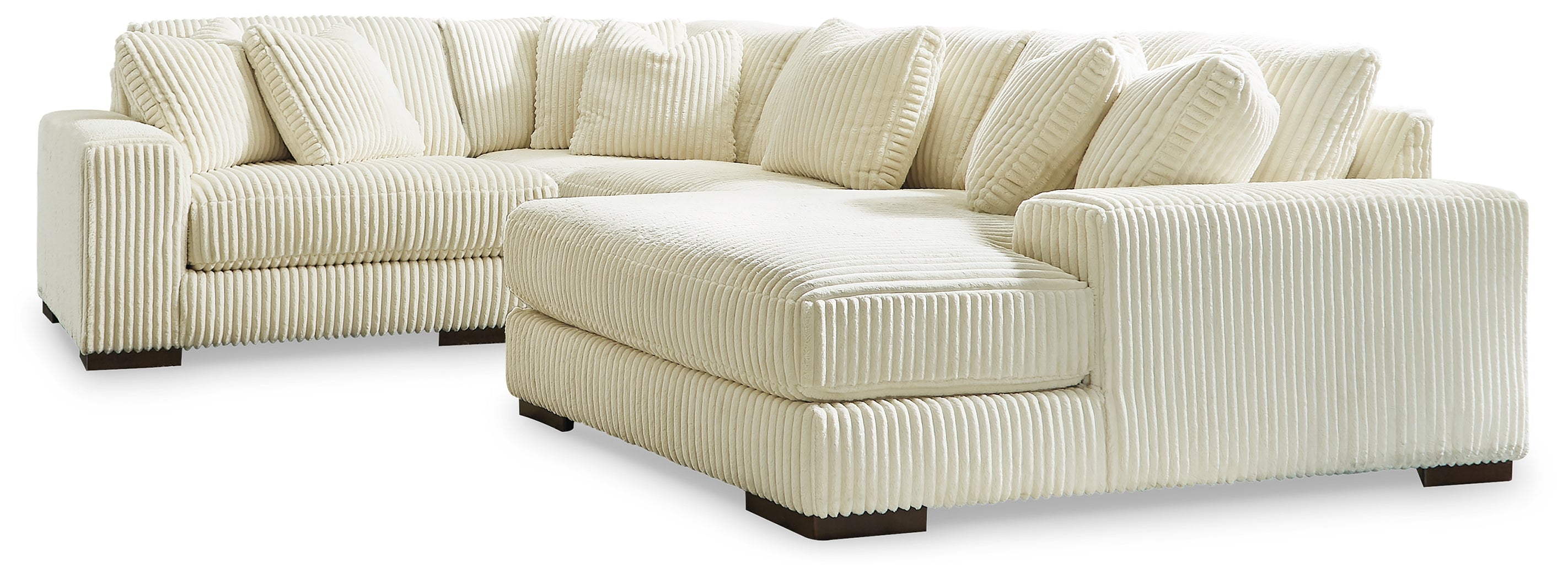 Prime Furniture - Ashley Furniture - Lindyn Sectional - RAF 4-Piece Sectional with Chaise / Ivory - 21104S15