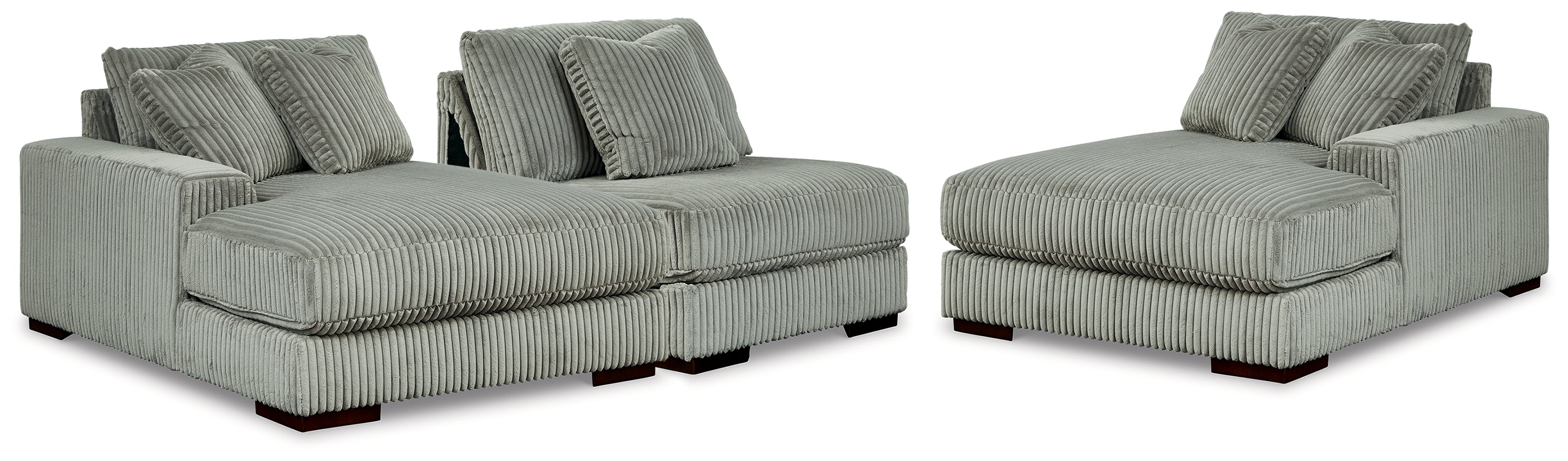Prime Furniture - Ashley Furniture - Lindyn Sectional - RAF 3-Piece Sectional with Double Chaise / Fog - 21105S18