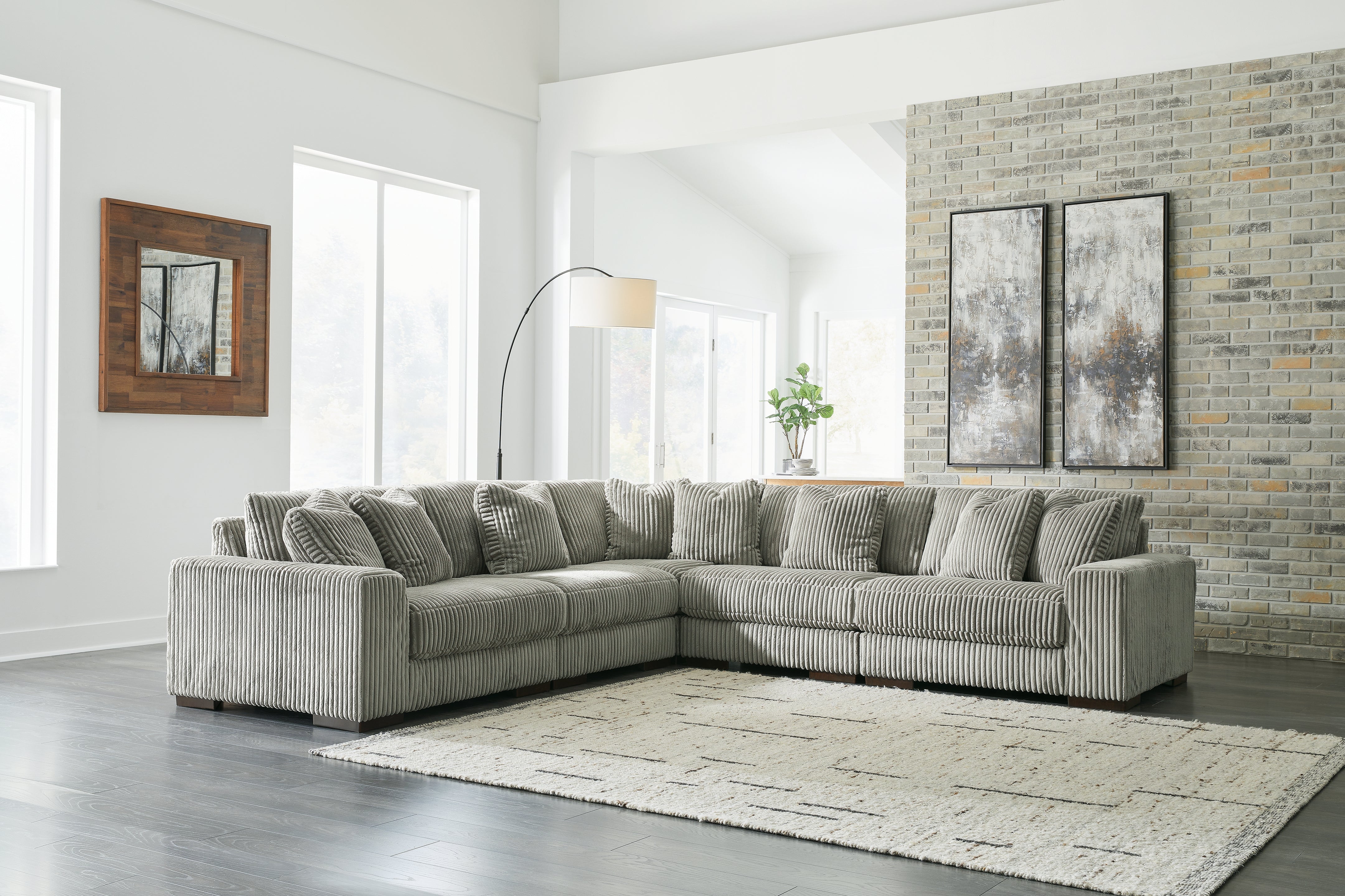Prime Furniture - Ashley Furniture - Lindyn Sectional - RAF 5-Piece Sectional / Fog - 21105S5