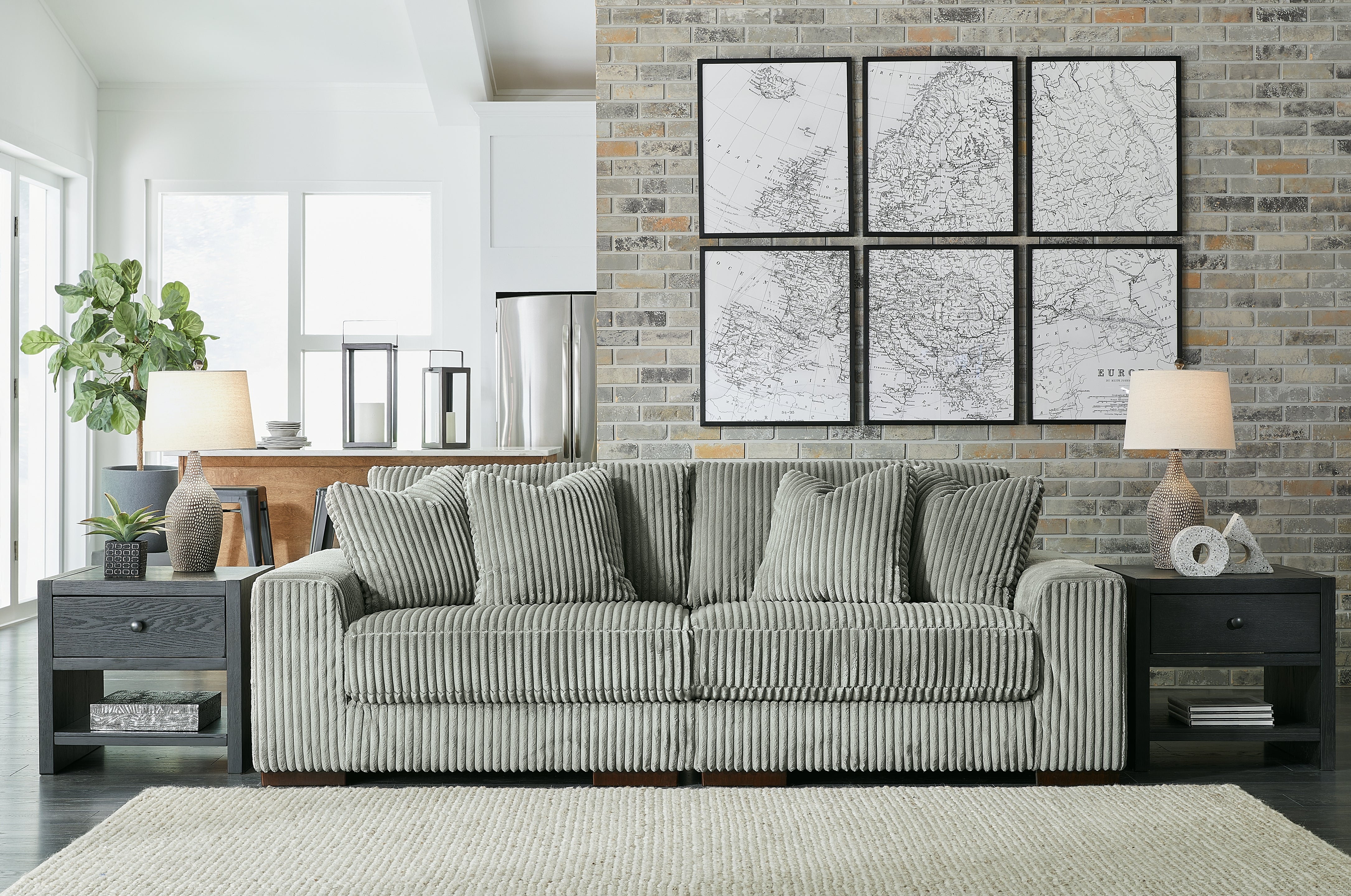Prime Furniture - Ashley Furniture - Lindyn Sectional - RAF 2-Piece Sectional Sofa / Fog - 21105S1