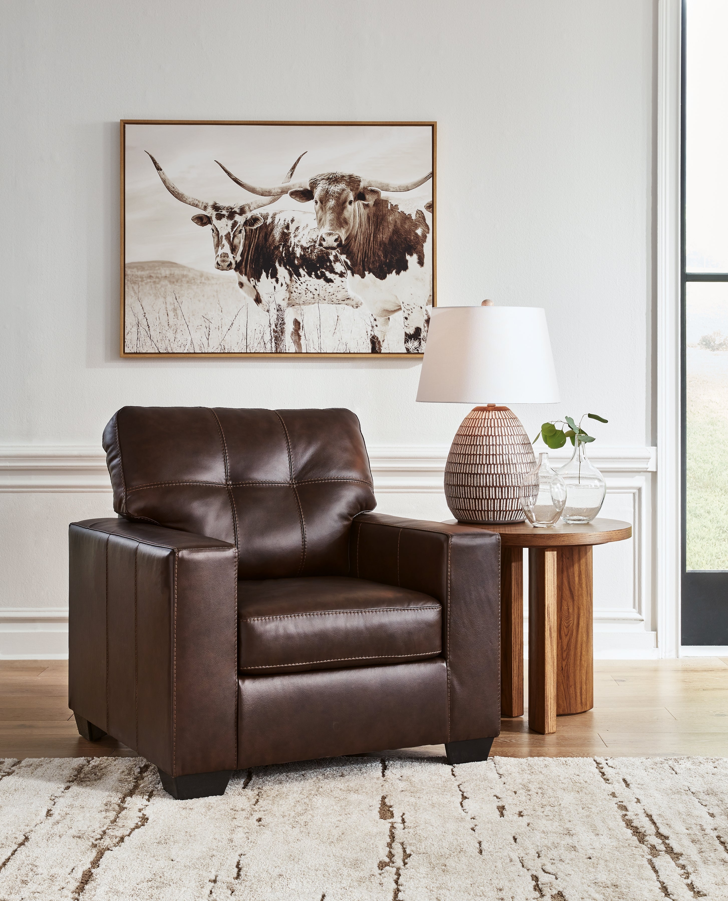 Prime Furniture - Ashley Furniture - Santorine Living Room - Chair / Dark Brown - 2170620