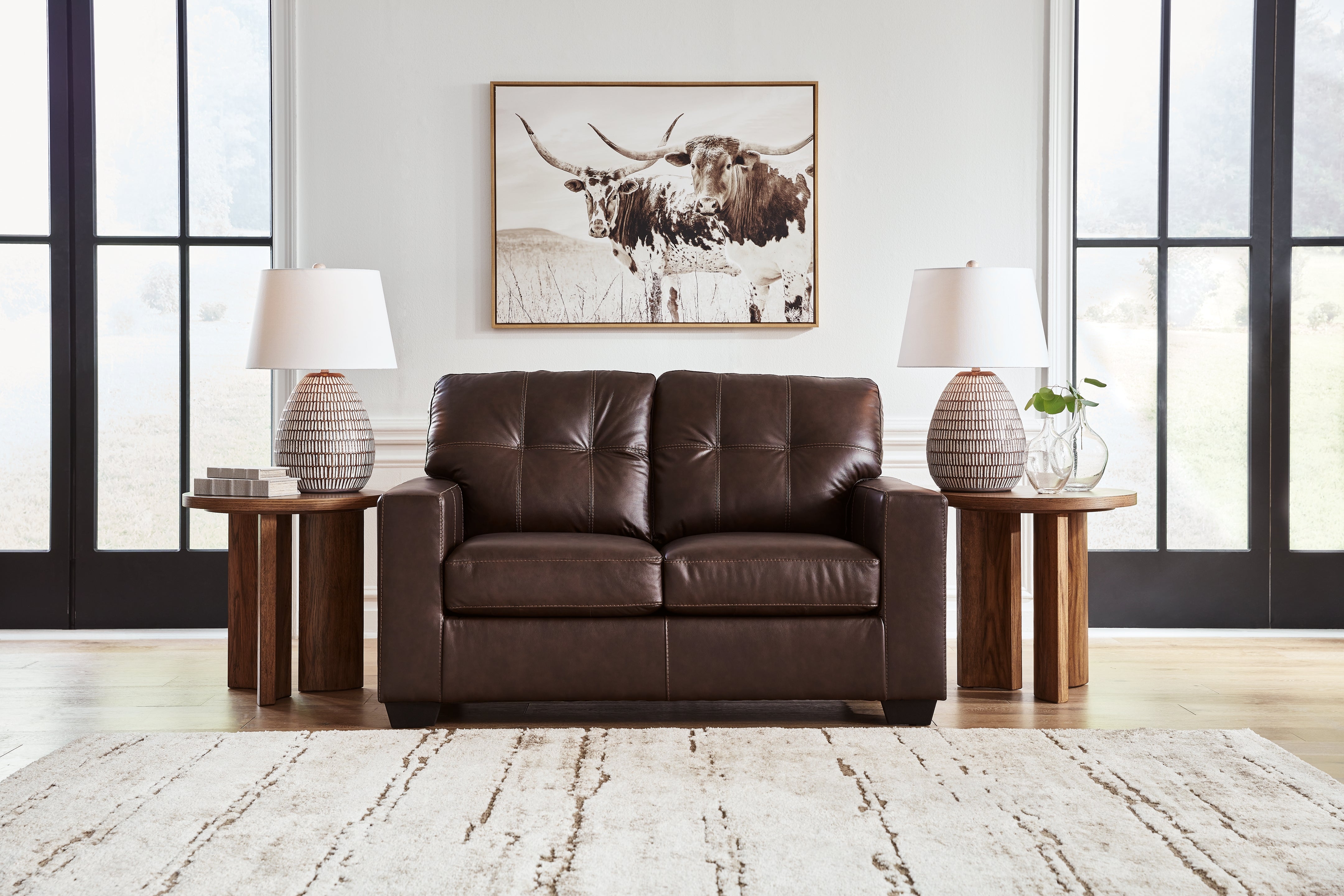 Prime Furniture - Ashley Furniture - Santorine Living Room - Loveseat / Dark Brown - 2170635