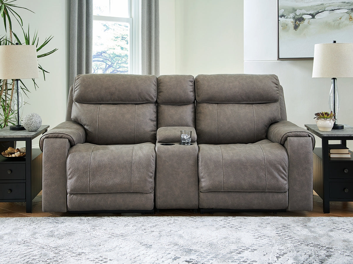 Prime Furniture - Ashley Furniture - Starbot Sectional - 3-Piece Power Reclining Sectional Loveseat with Console / Fossil - 23501S2