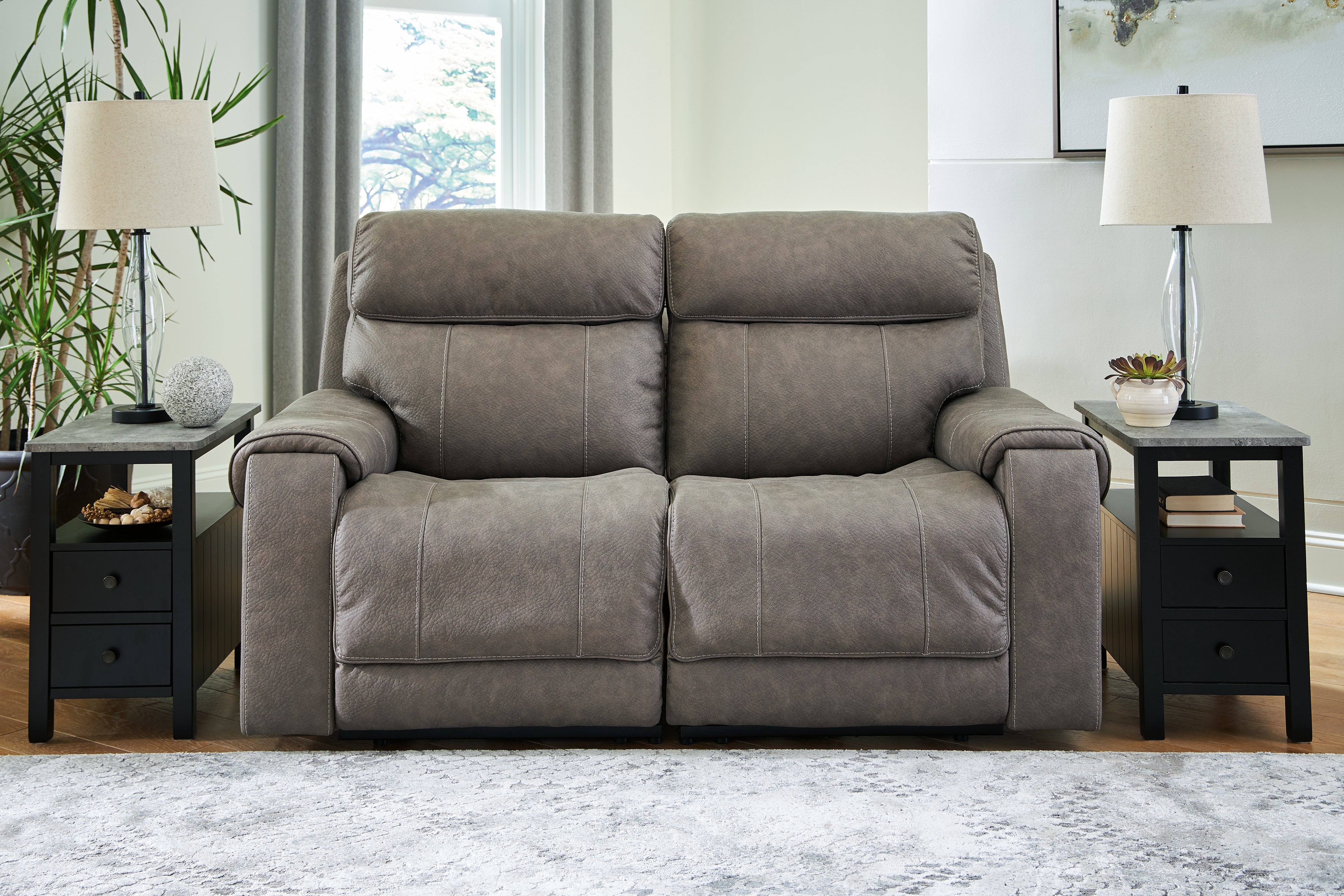 Prime Furniture - Ashley Furniture - Starbot Sectional - 2-Piece Power Reclining Sectional Loveseat / Fossil - 23501S1