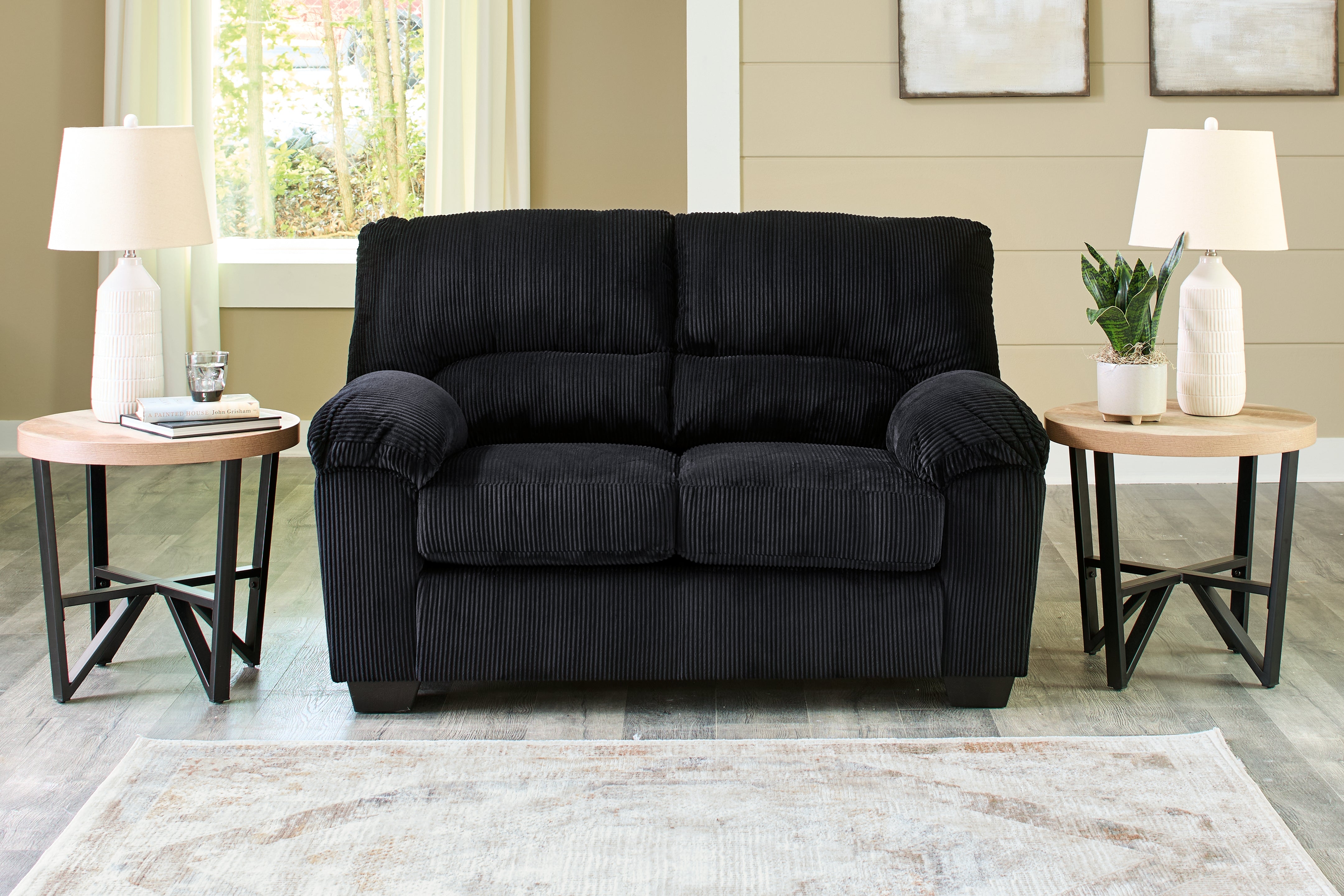 Prime Furniture - Ashley Furniture - SimpleJoy Living Room - Loveseat / Onyx - 2420435