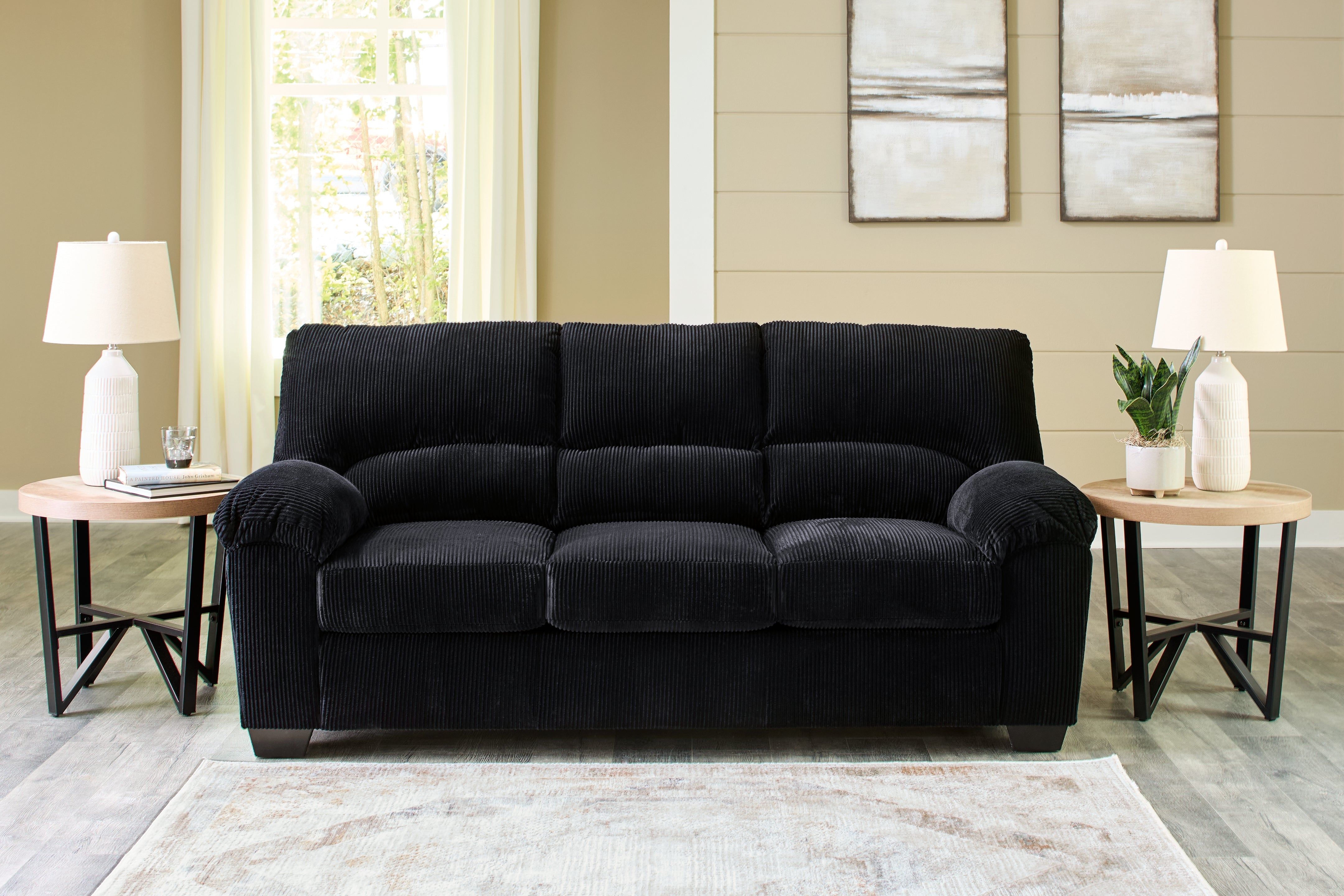 Prime Furniture - Ashley Furniture - SimpleJoy Living Room - Sofa / Onyx - 2420438