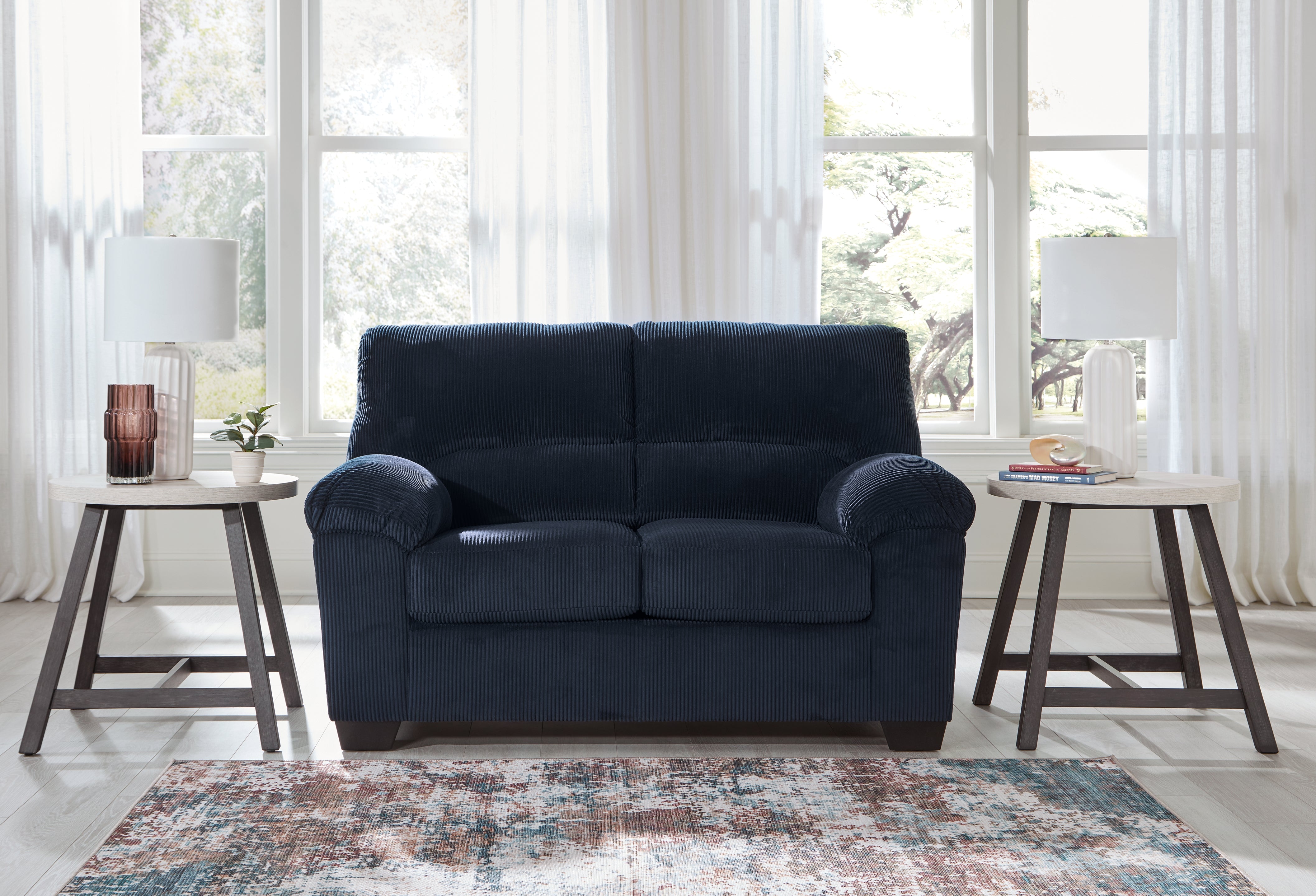 Prime Furniture - Ashley Furniture - SimpleJoy Living Room - Loveseat / Navy - 2420535