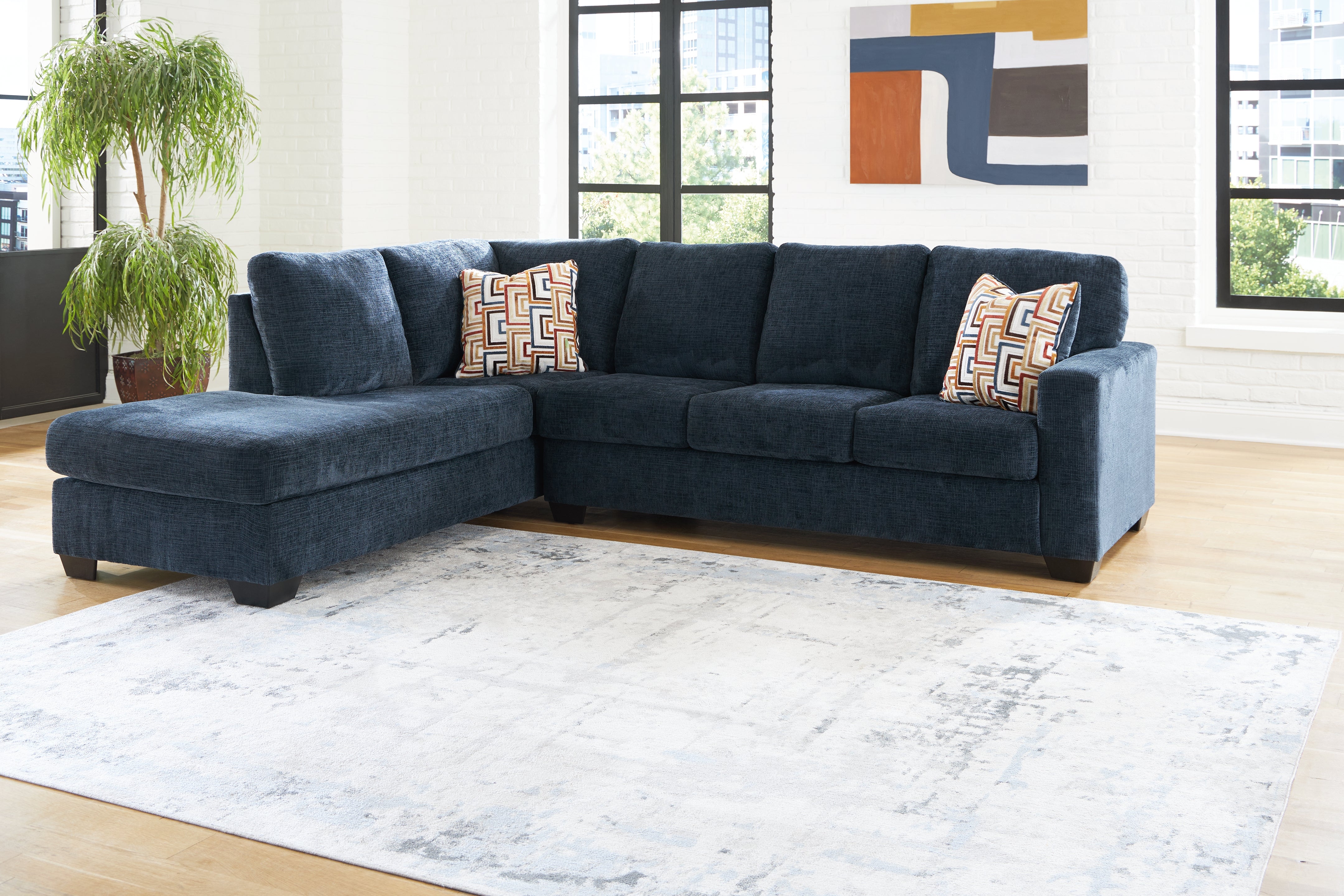 Prime Furniture - Ashley Furniture - Aviemore Sectional - RAF 2-Piece Sectional with Chaise / Ink - 24303S1