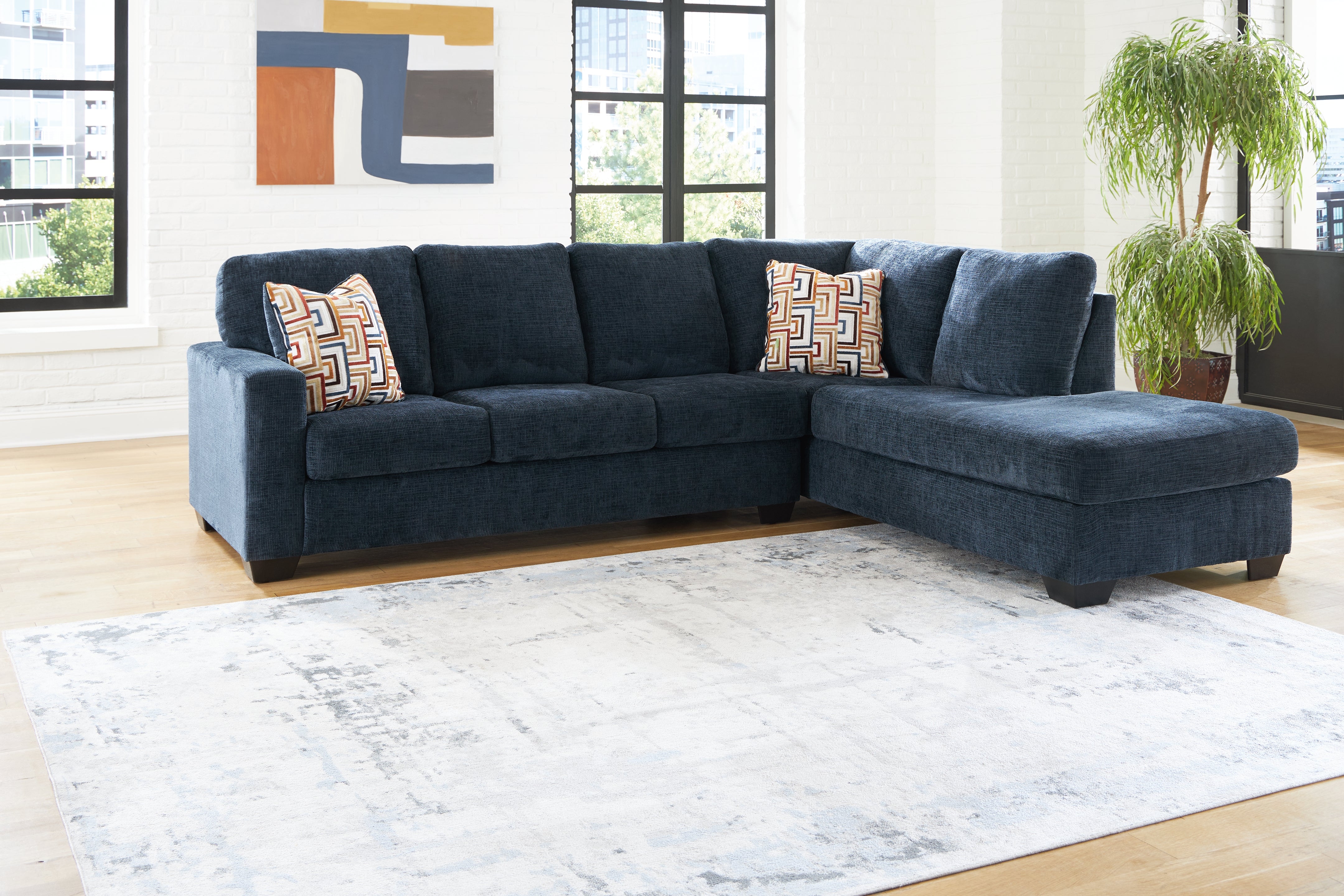 Prime Furniture - Ashley Furniture - Aviemore Sectional - LAF 2-Piece Sectional with Chaise / Ink - 24303S2