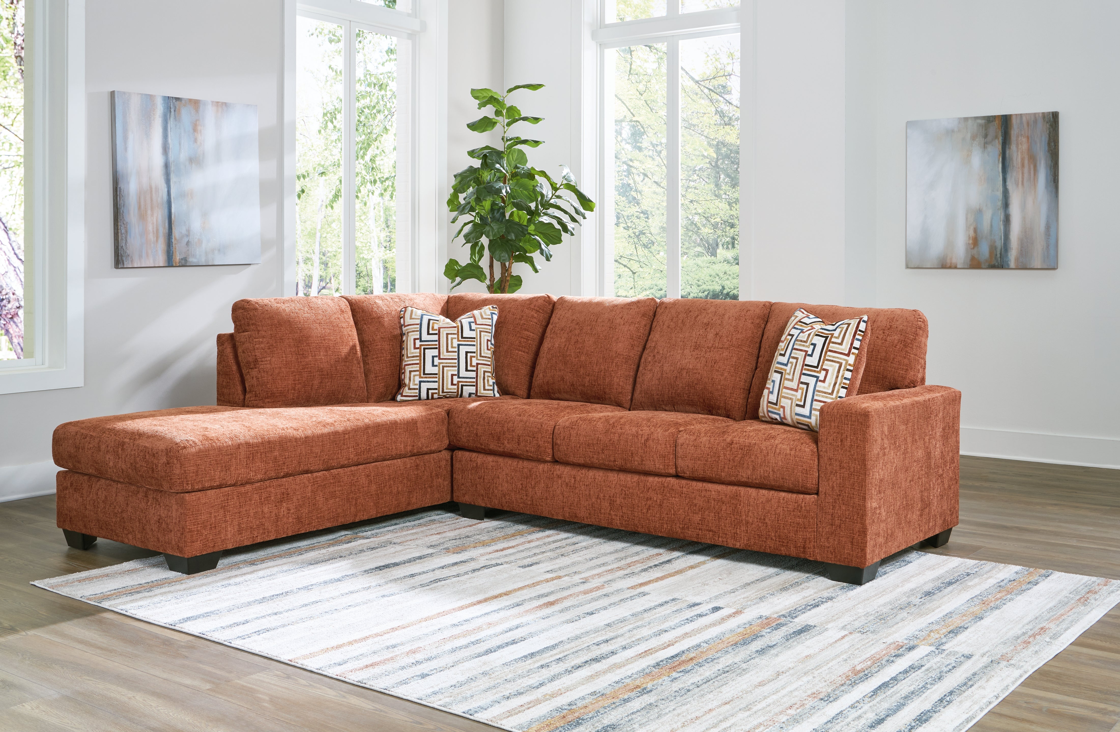 Prime Furniture - Ashley Furniture - Aviemore Sectional - RAF 2-Piece Sectional with Chaise / Spice - 24304S1