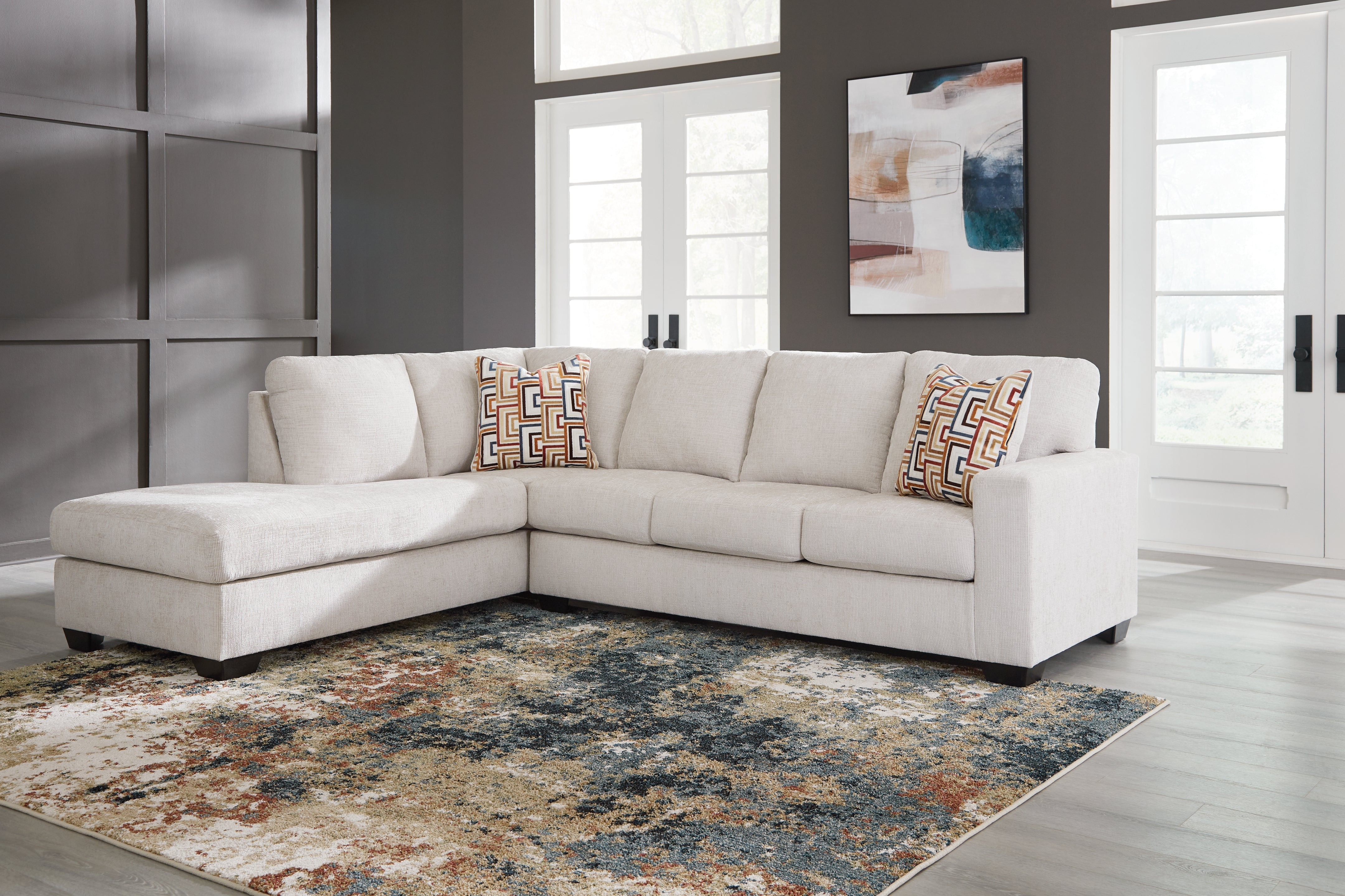 Prime Furniture - Ashley Furniture - Aviemore Sectional - RAF 2-Piece Sectional with Chaise / Stone - 24305S1