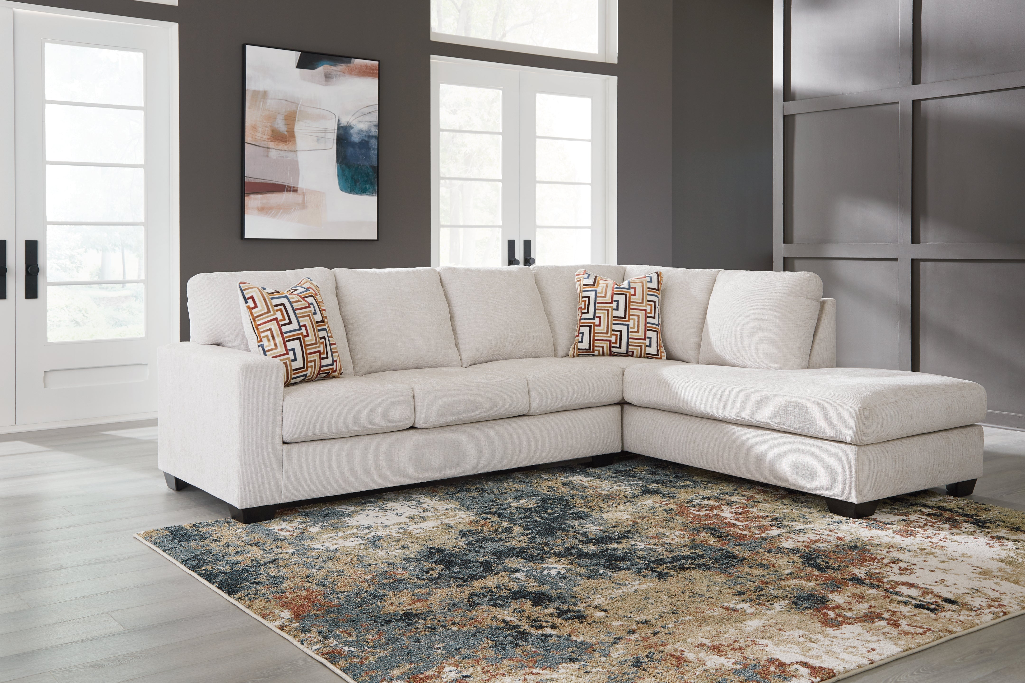Prime Furniture - Ashley Furniture - Aviemore Sectional - LAF 2-Piece Sectional with Chaise / Stone - 24305S2