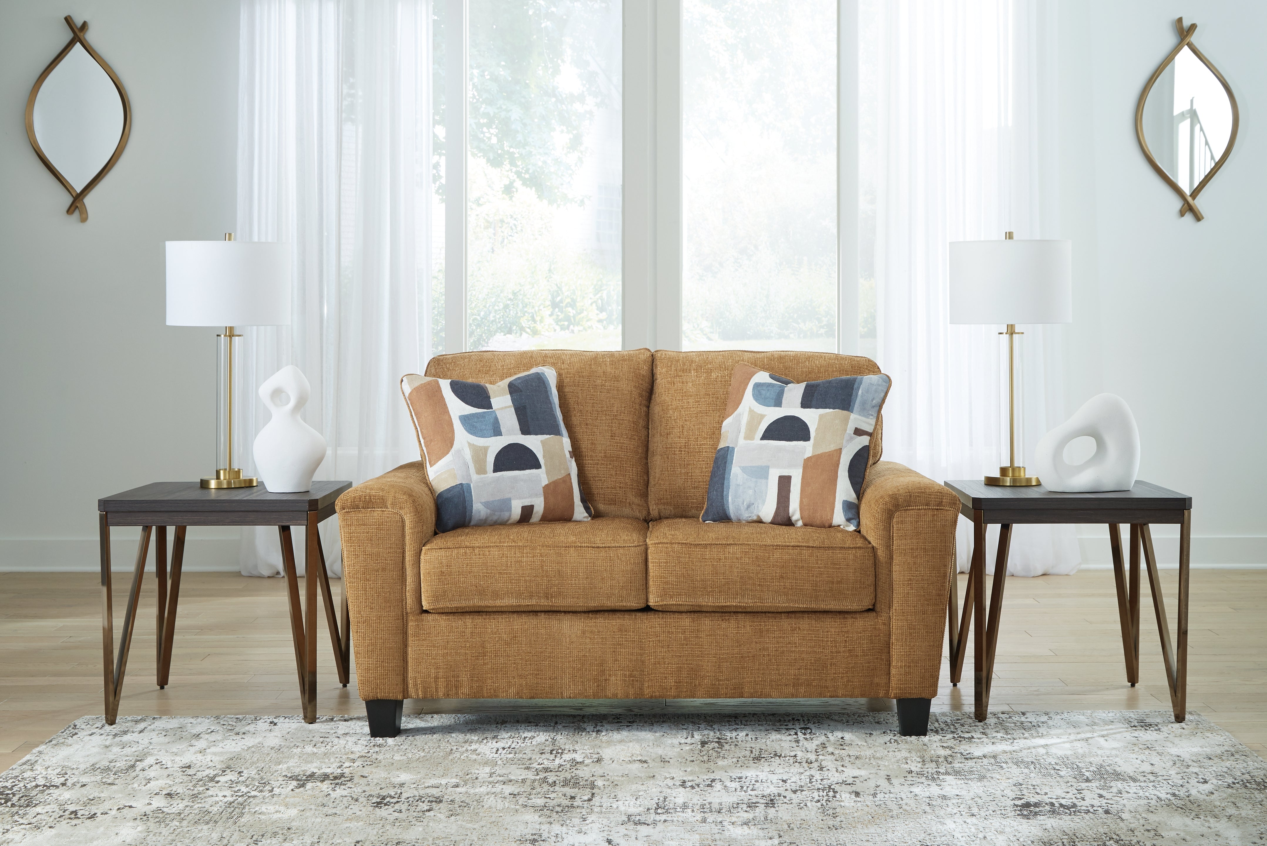 Prime Furniture - Ashley Furniture - Erinslane Living Room - Loveseat / Honey - 2520735