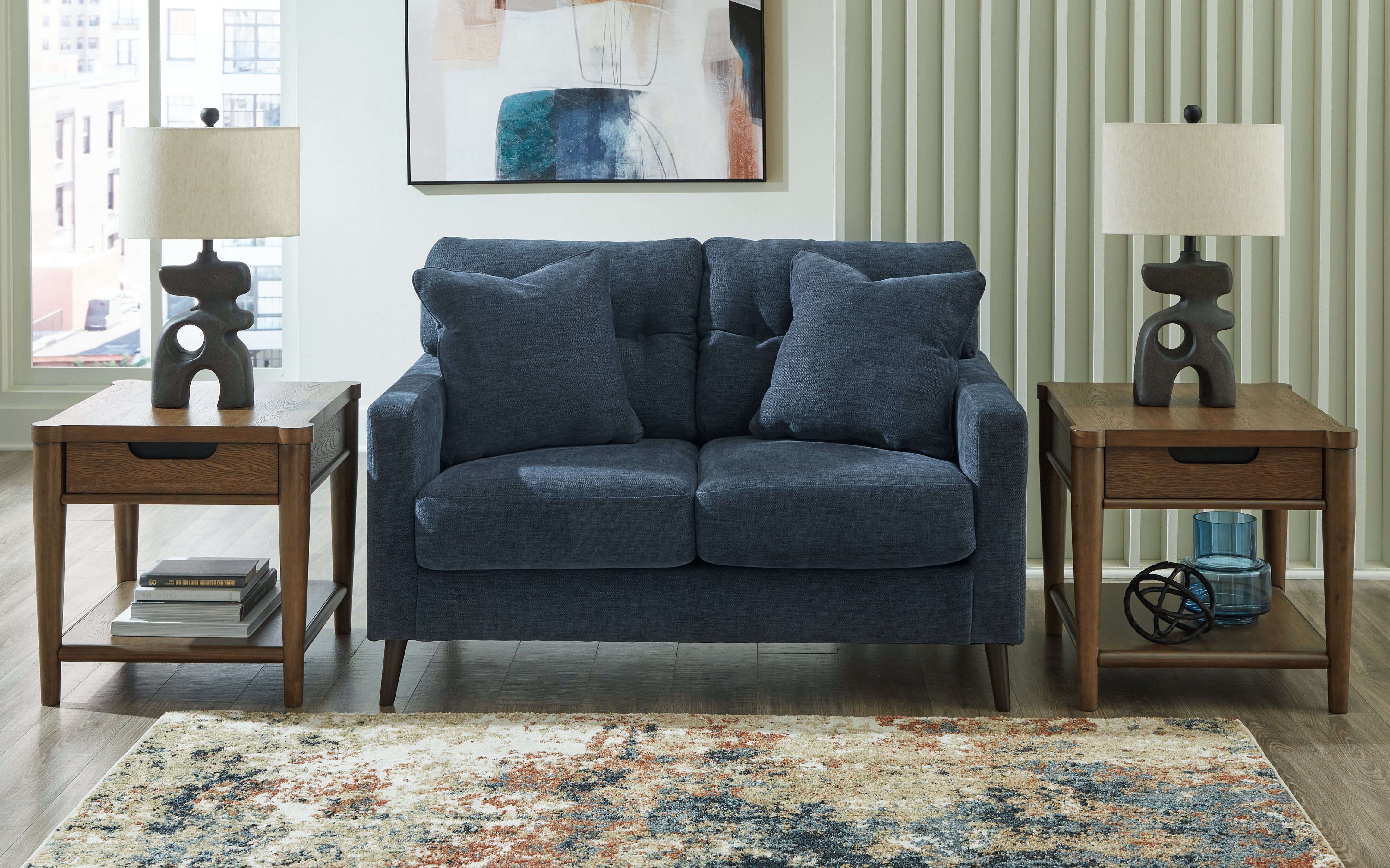 Prime Furniture - Ashley Furniture - Bixler Living Room - Loveseat / Navy - 2610635